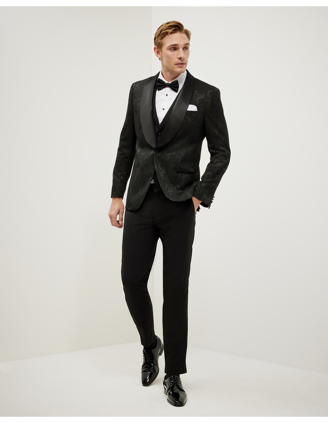 Politix Black Jacquard Tuxedo Politix Black Tie