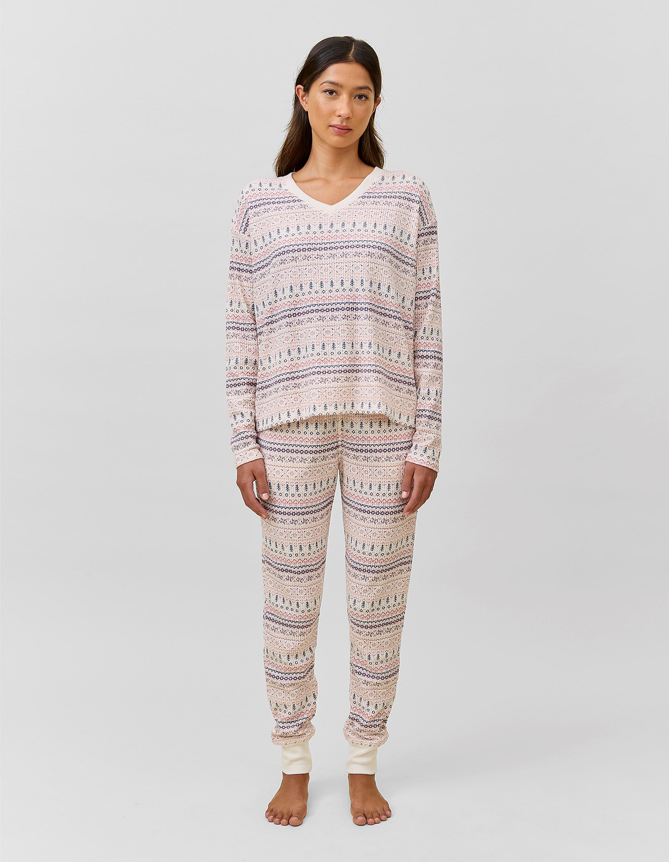 Papinelle Fairaisle Waffle Long Sleeve Top and Jogger David Jones