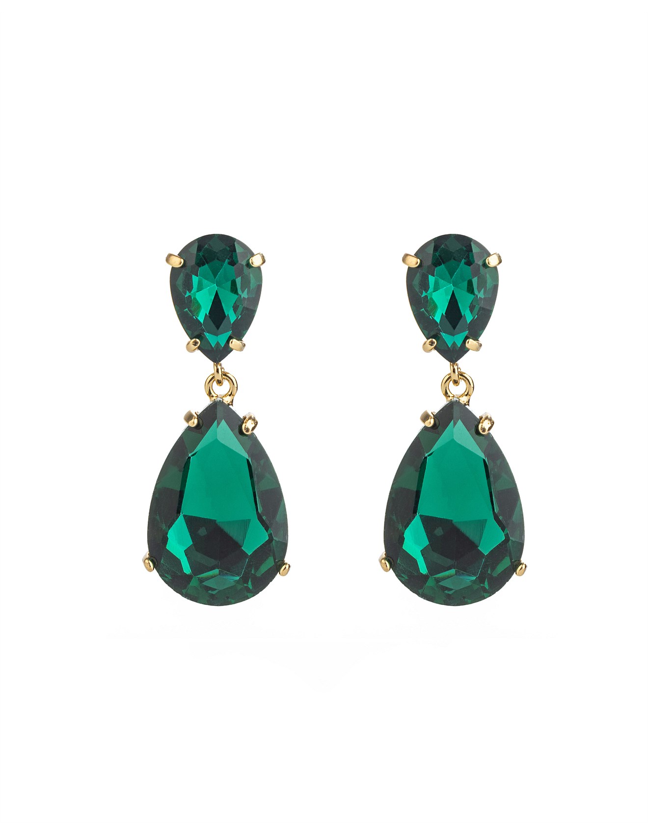 The Two Mrs Grenvilles Emerald Green Jewelled Teardrop Earrings | David Jones