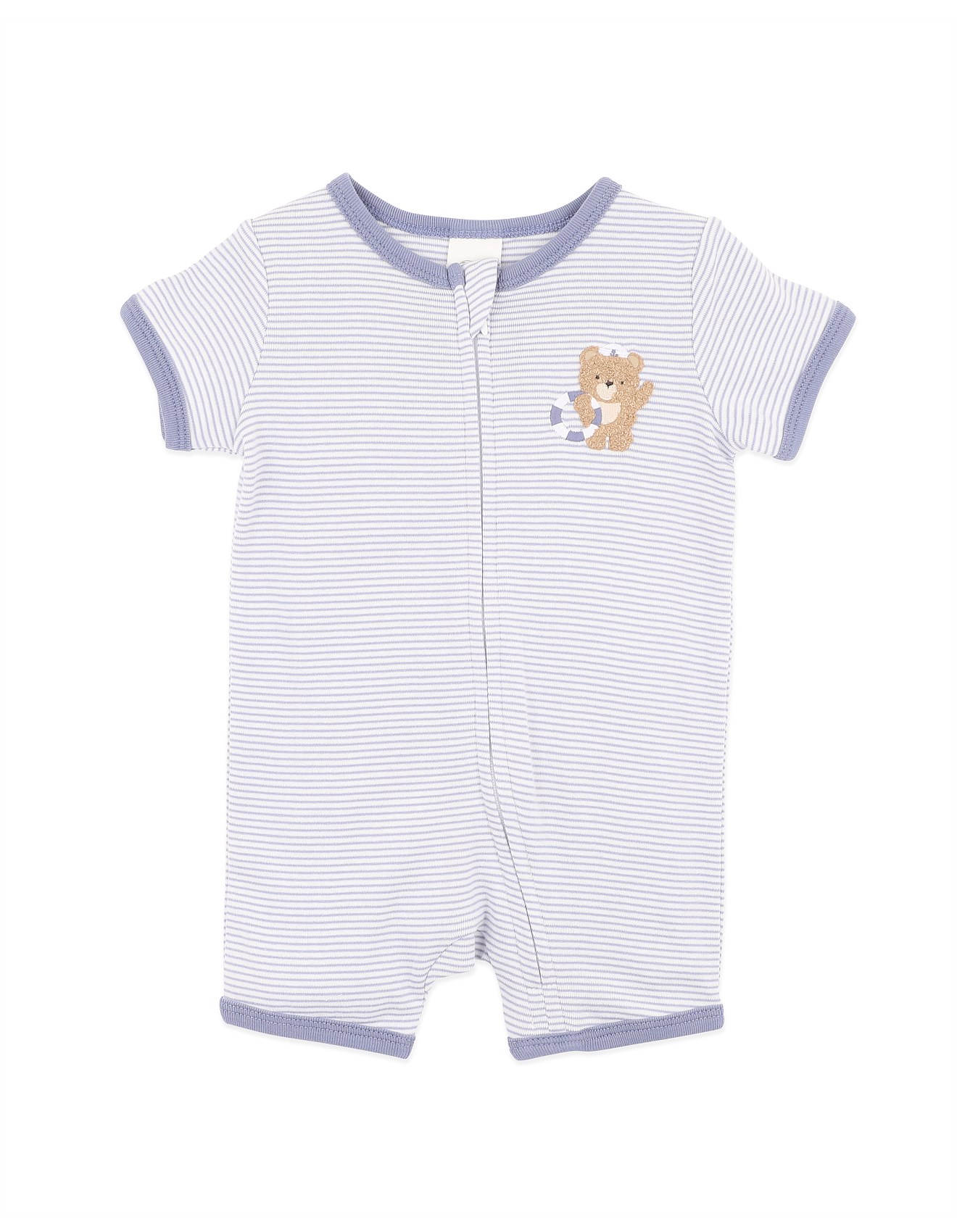 Bebe By Minihaha Axel Organic Stripe Short Sleeve Zipsuit | David