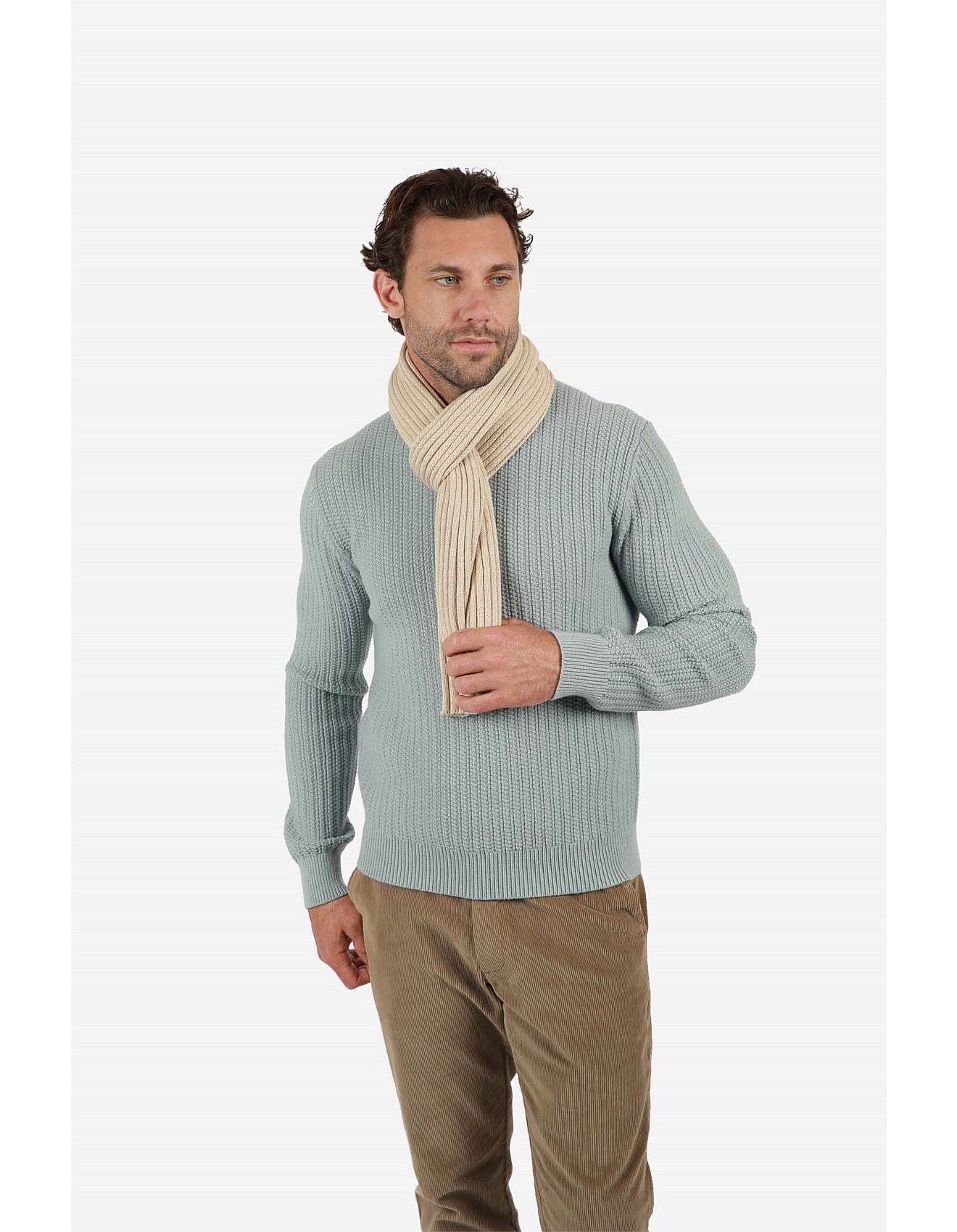 James Harper Long Sleeve Chunky Rib Crew Neck Jumper David Jones