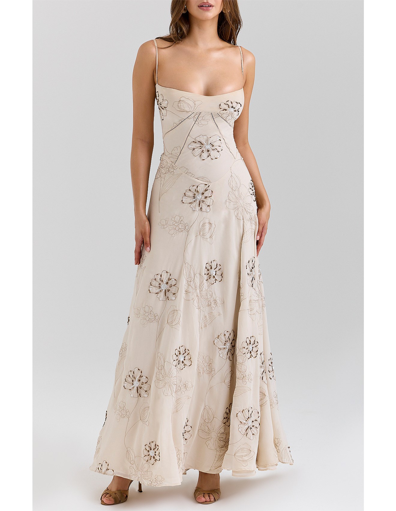 House Of Cb House Of Cb Seren Embroidered Hand Beaded Floral Maxi