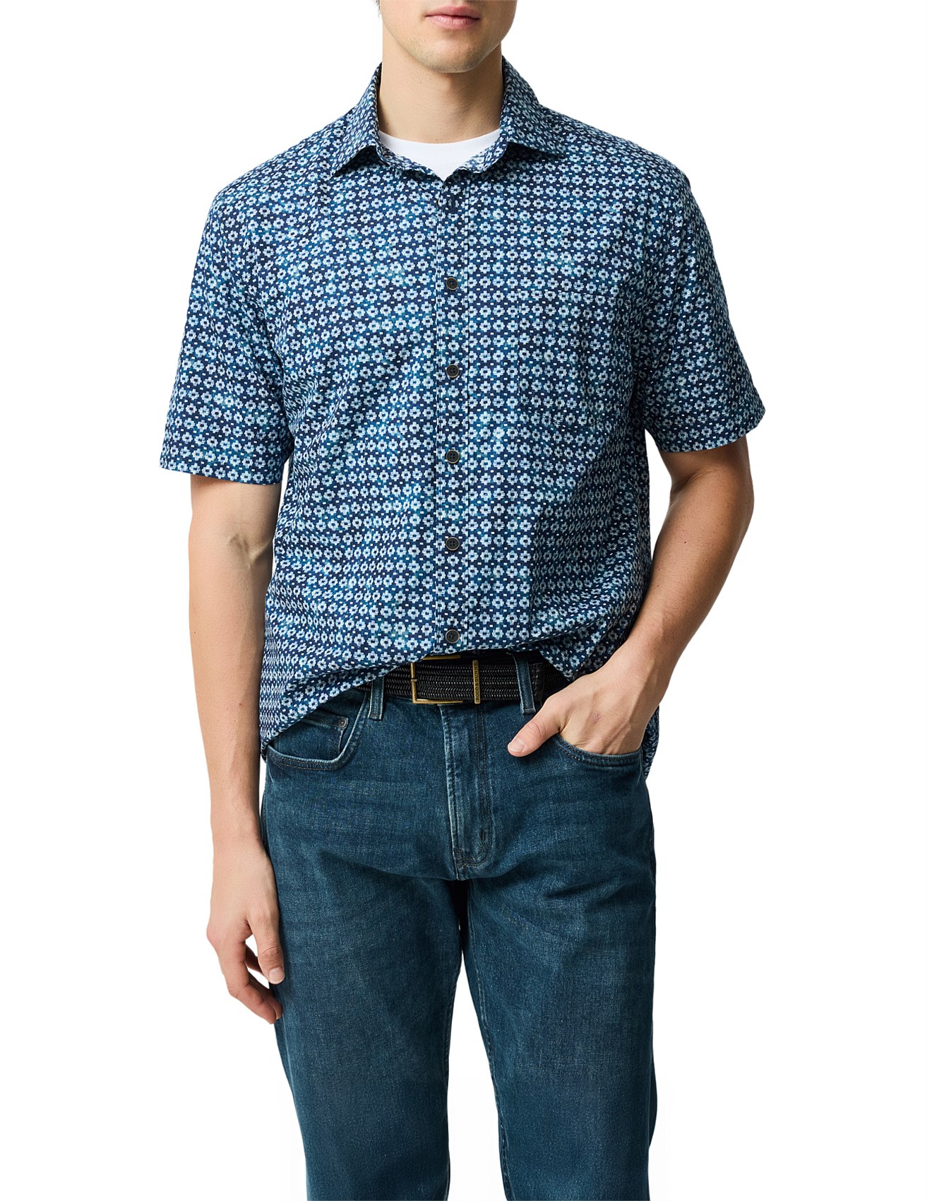 Rodd & Gunn Emerson Short Sleeve Shirt -Marine | David Jones