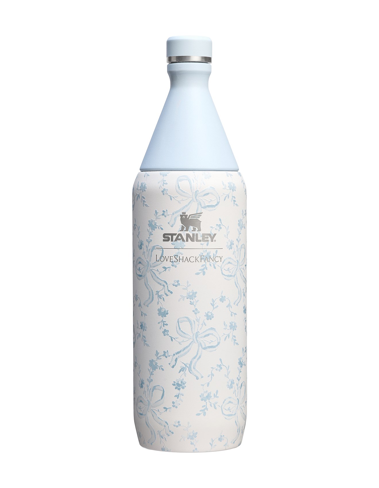 LoveShackFancy The All Day Slim Bottle 34oz Coquette Bow Winter Ice Blue