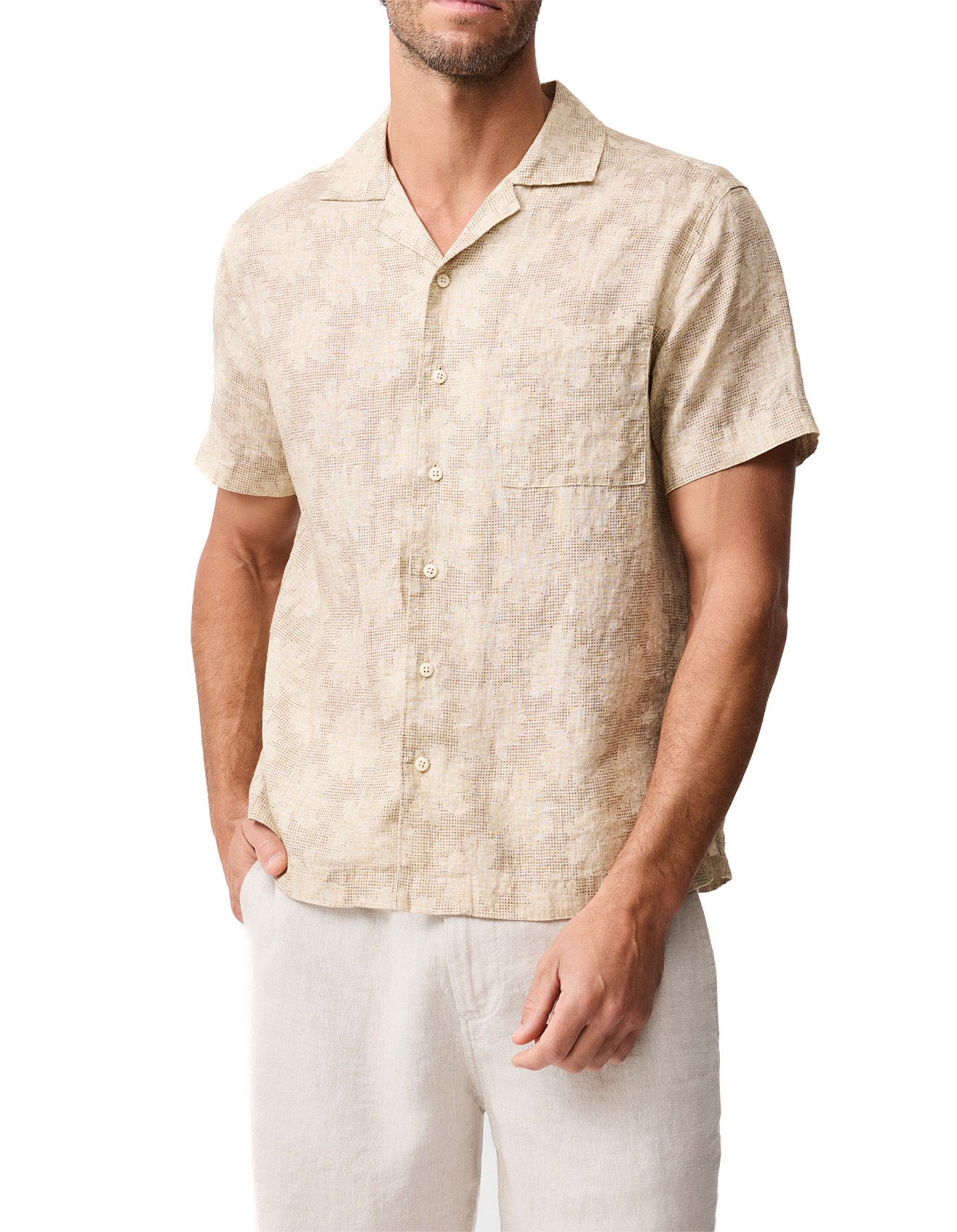 Rodd & Gunn Arthurs Point Short Sleeve Shirt -Natural | David Jones