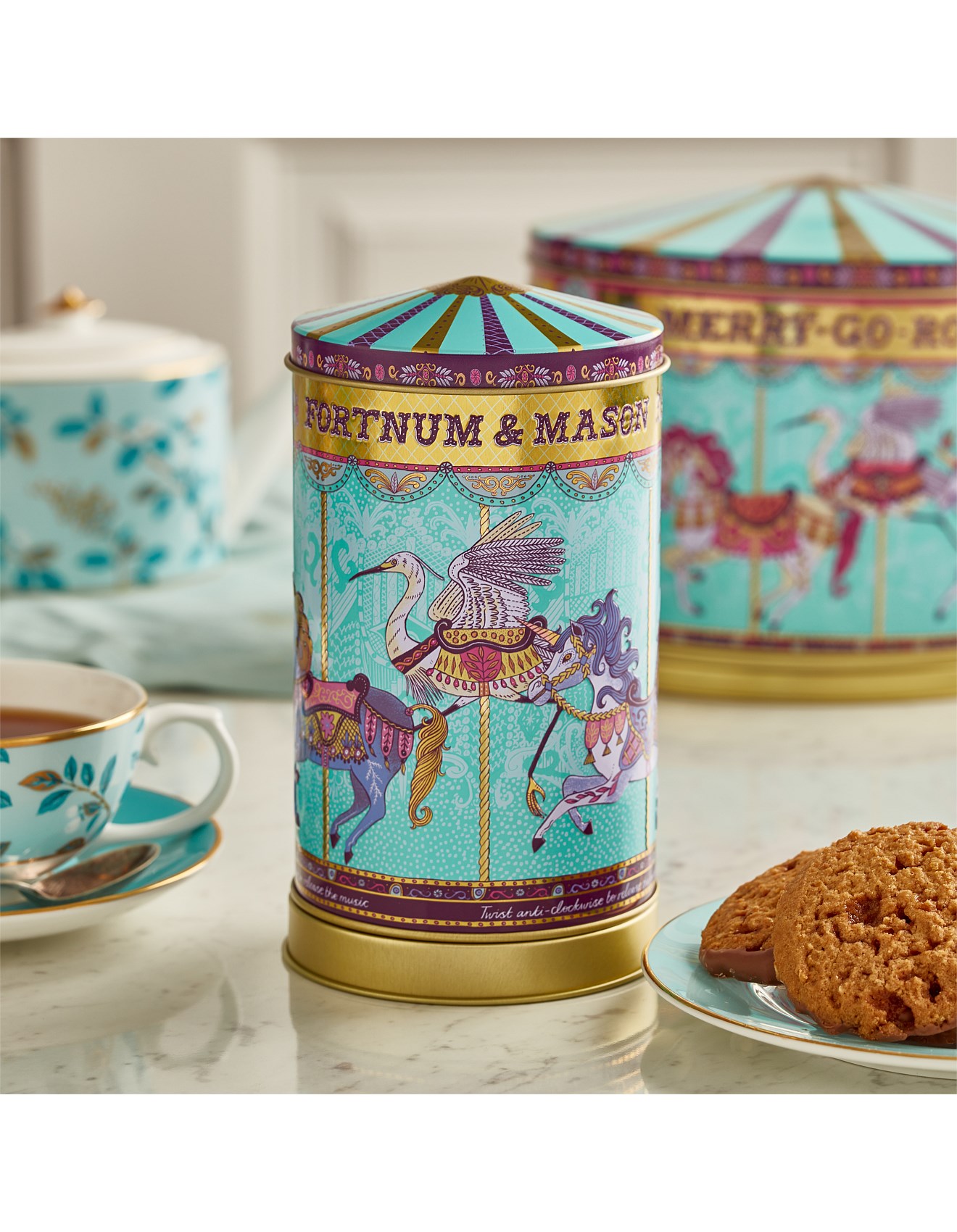 Fortnum & Mason Mini Merry Go Round Musical Biscuits Tin 150g