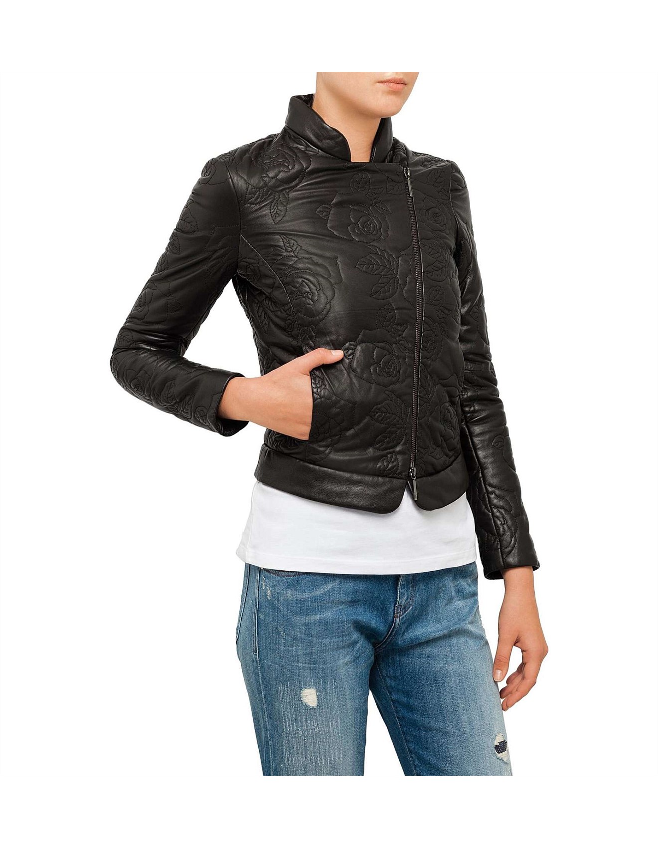 ね*む様 ARMANI JEANS leather jacket Armani Jeans Leather Jacket - S/M | SYLK