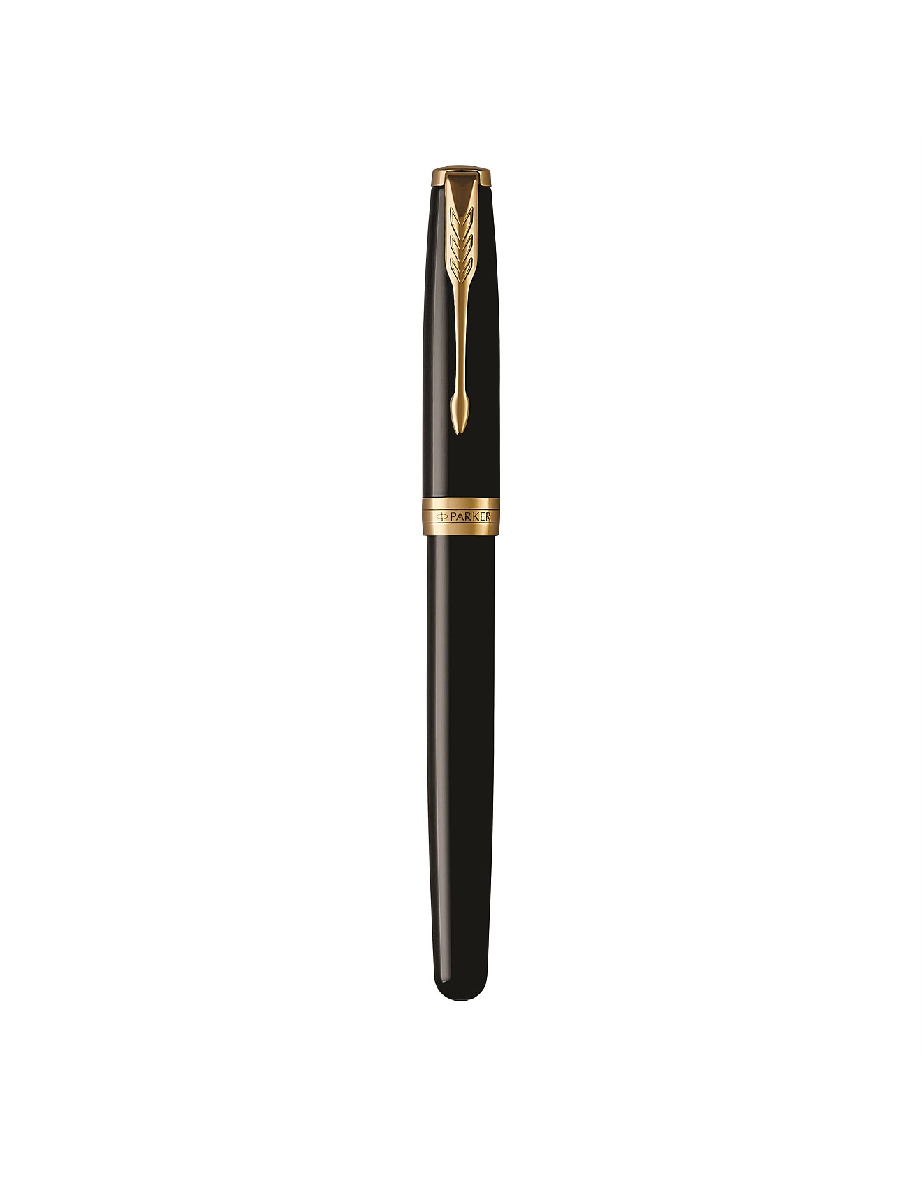 Parker Sonnet Black Lacquer Gold Trim Fountain Pen | David Jones