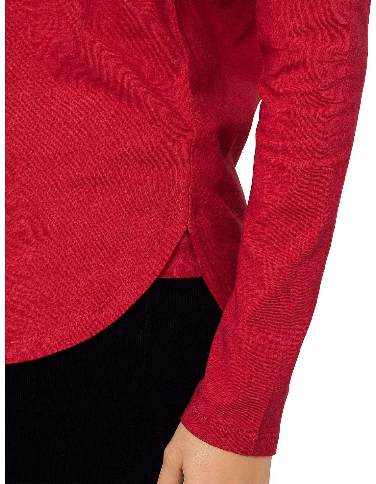 David Jones Long Sleeve Cotton Linen Top David Jones