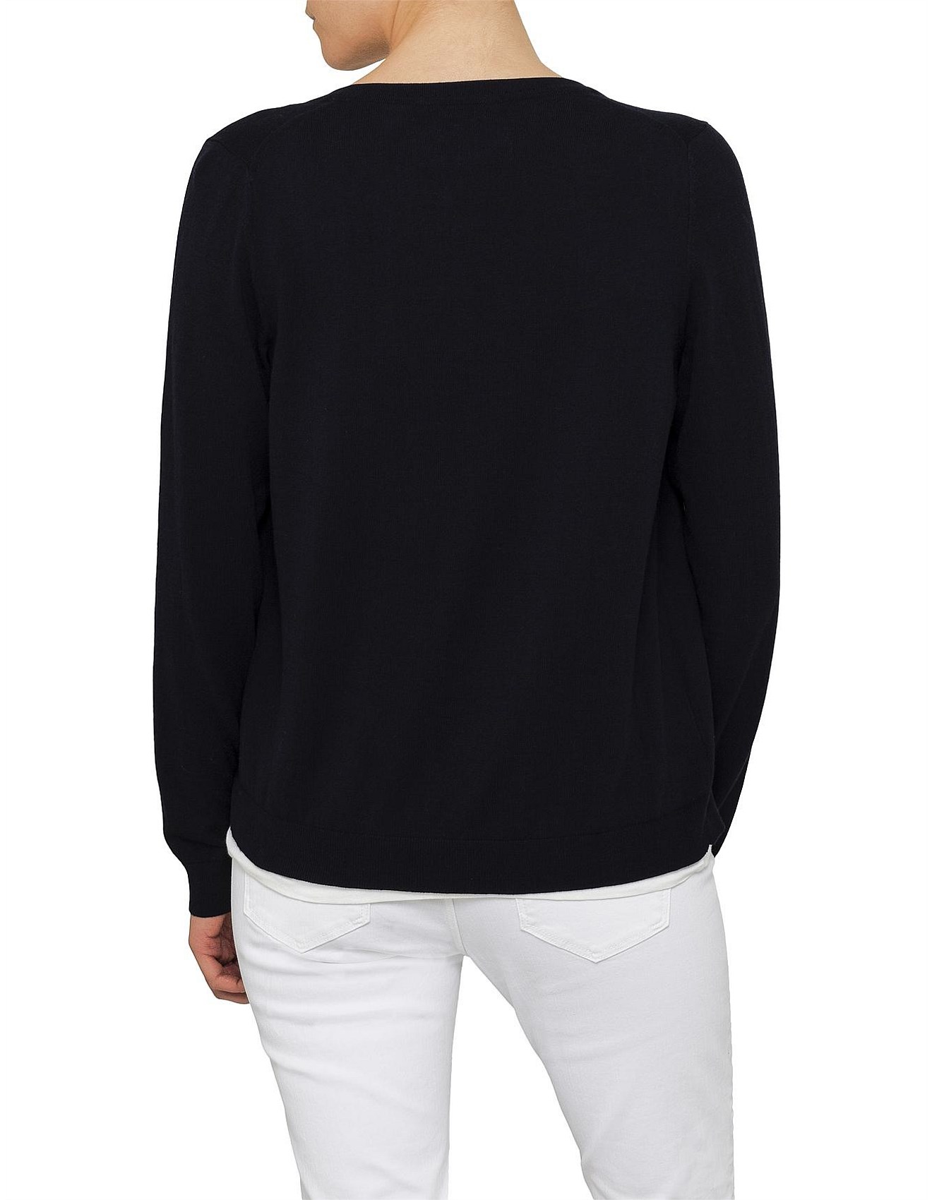 David Jones Cotton Crew Cardigan David Jones