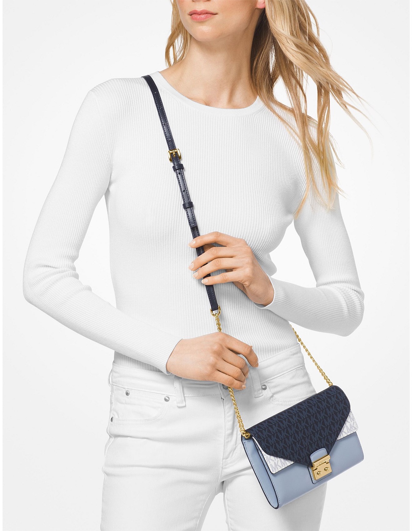 sloan logo and leather chain wallet