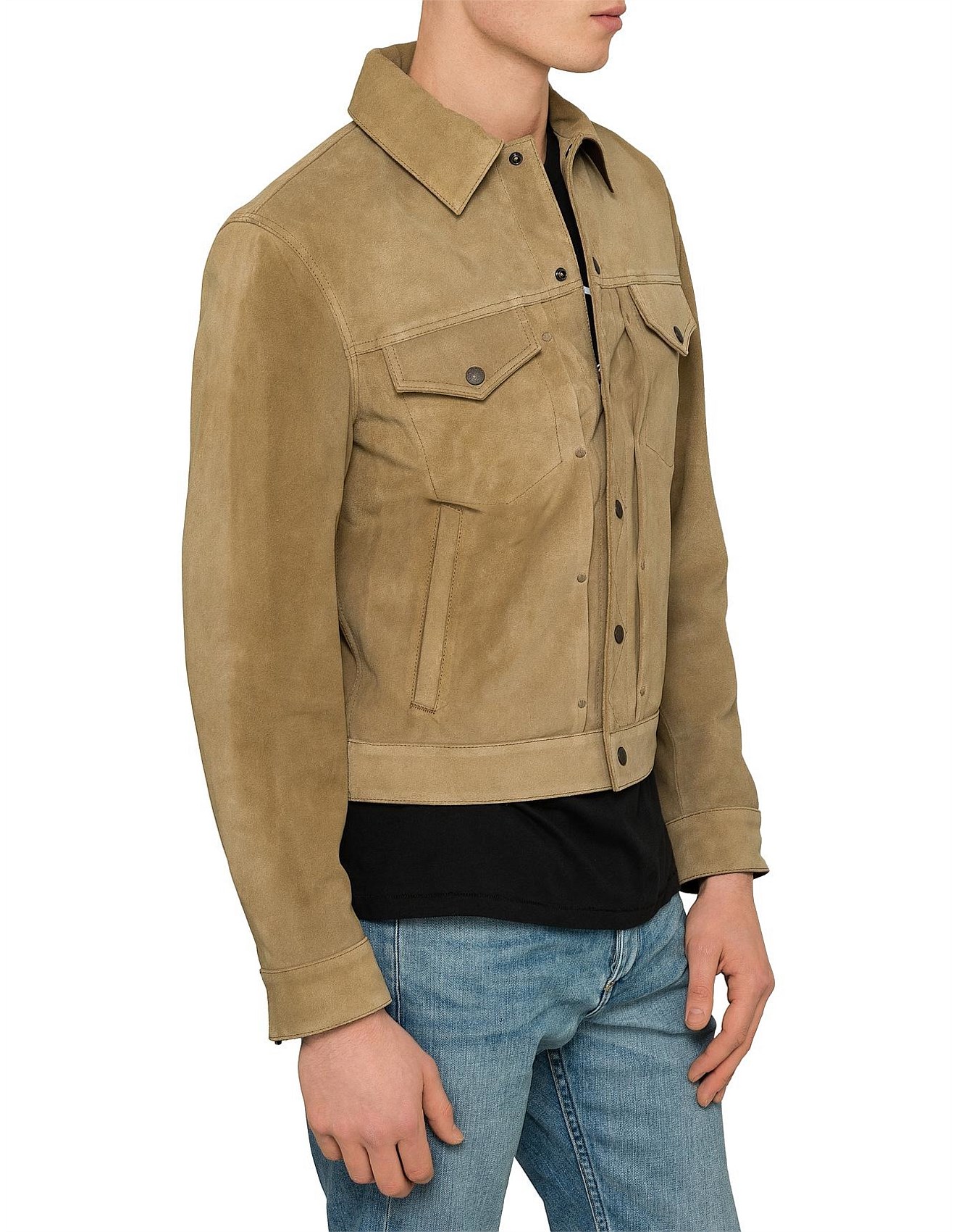 rag & bone suede trucker jacket