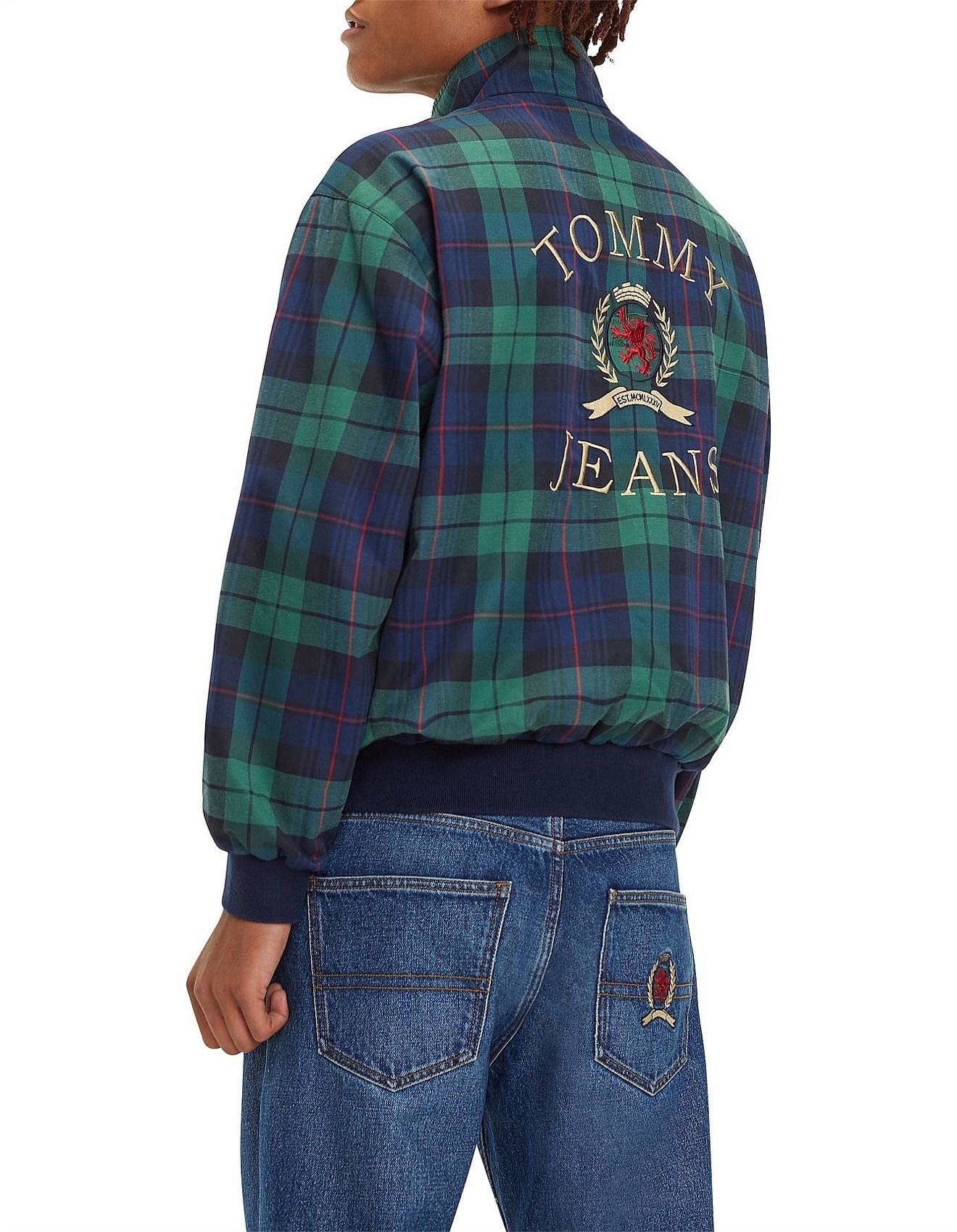 tjm plaid crest hoodie