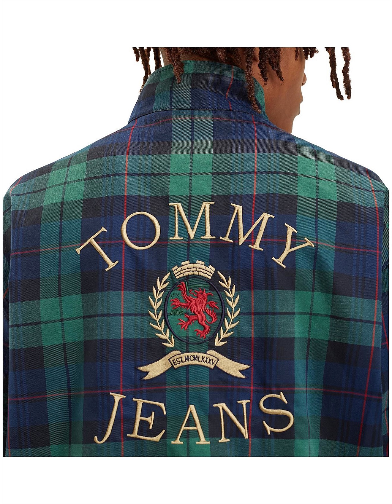 tjm plaid crest hoodie