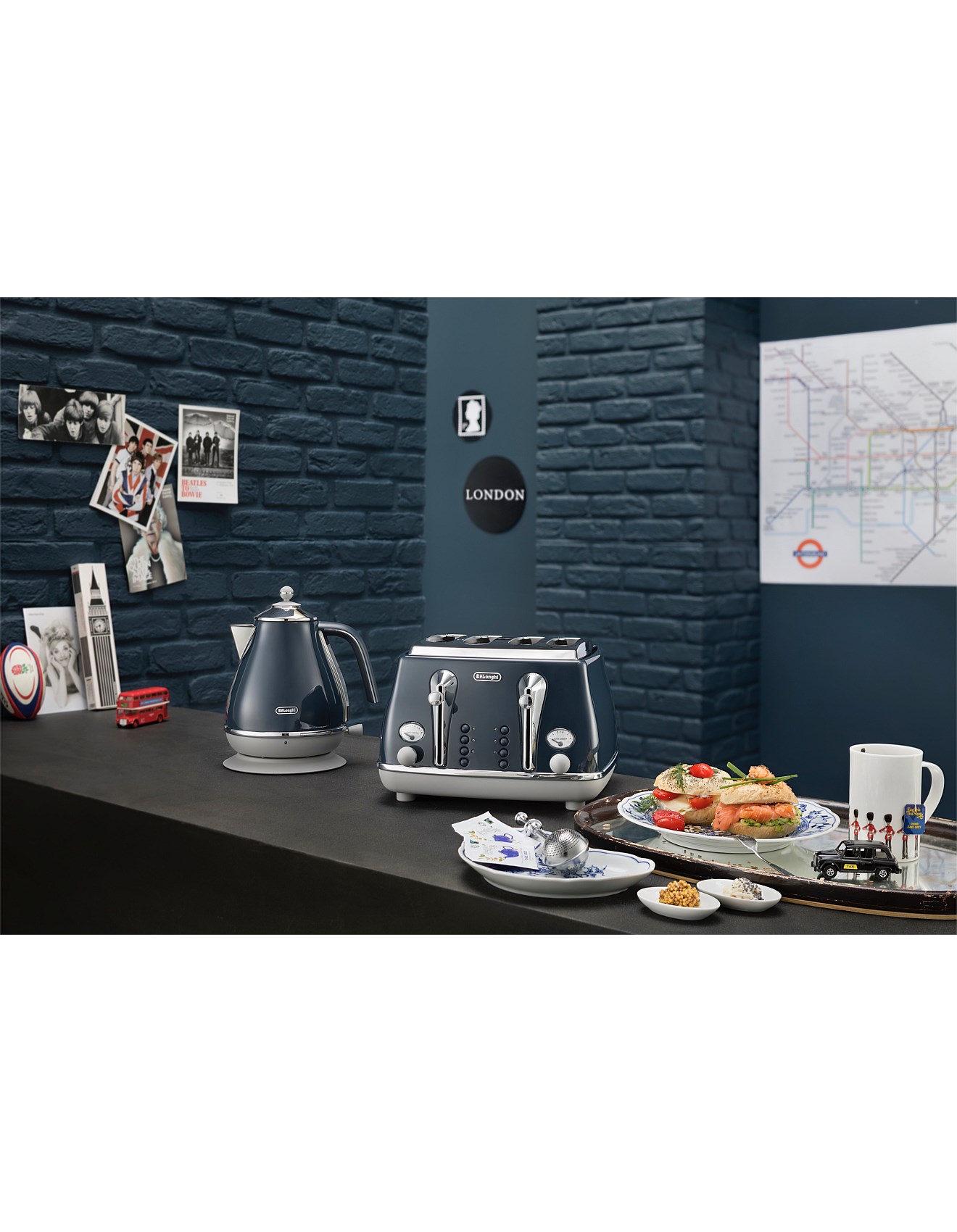 Electric Kettle Delonghi Icona Toaster Blue Delonghi Ctoc4003bl