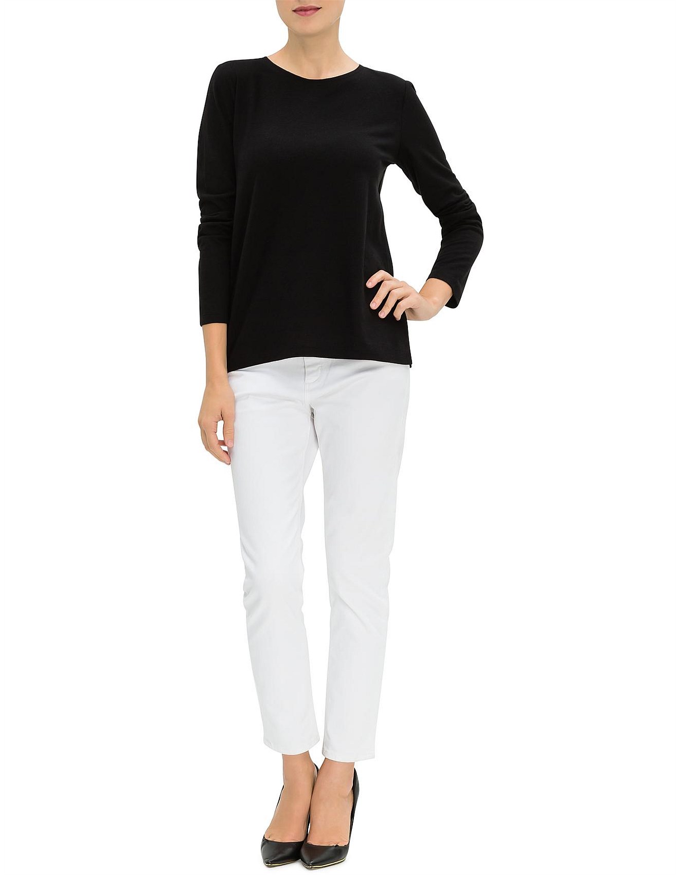 David Jones Long Sleeve Linen Top David Jones