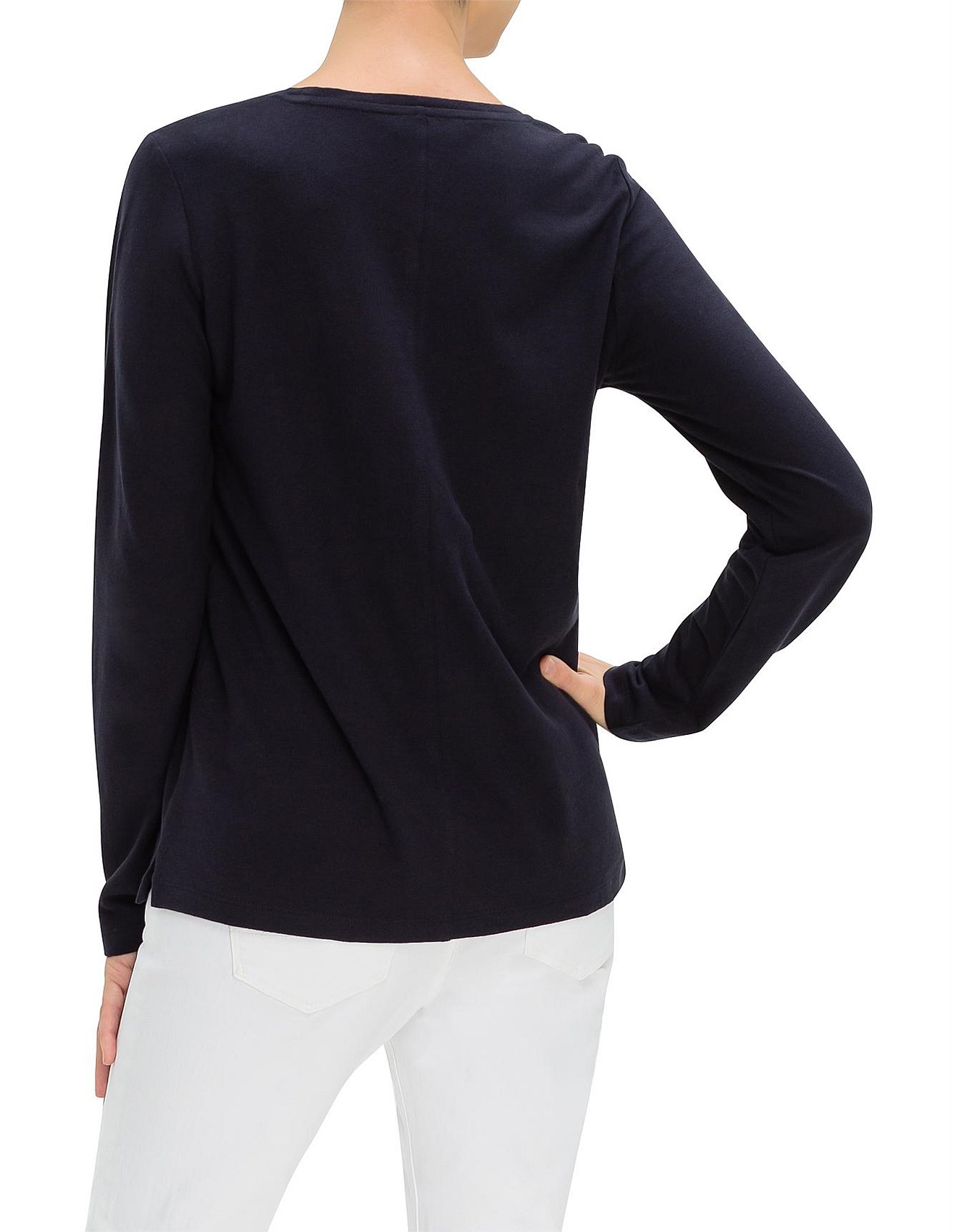 David Jones Long Sleeve Linen Top David Jones