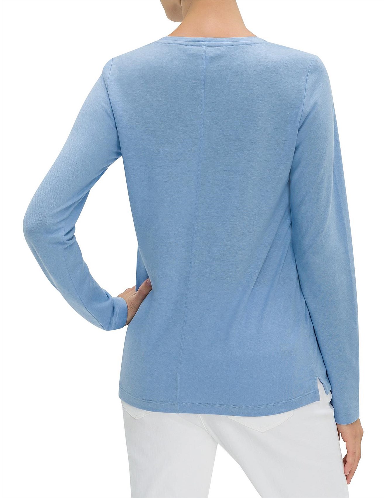 David Jones Long Sleeve Linen Top David Jones