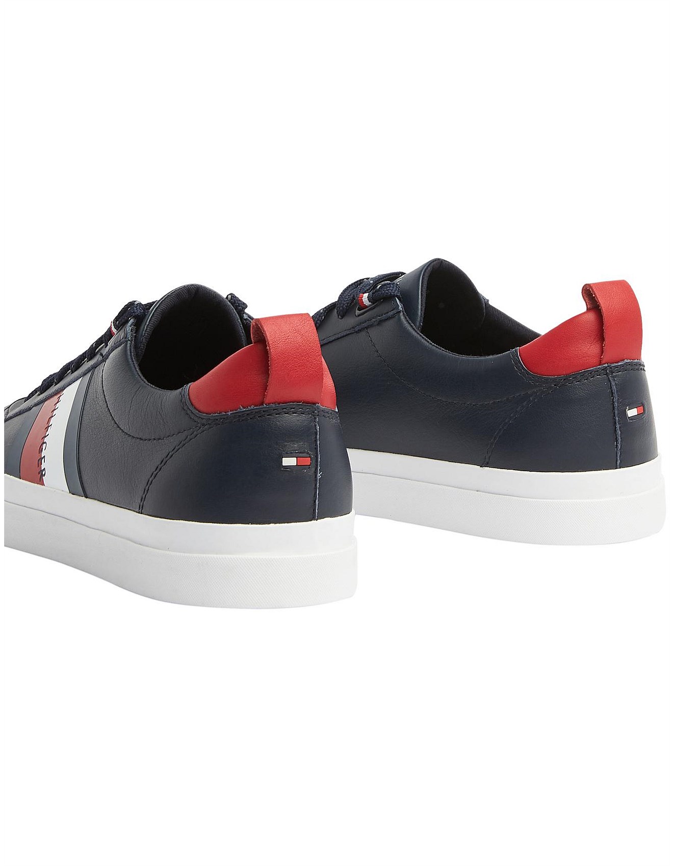 flag detail leather sneaker