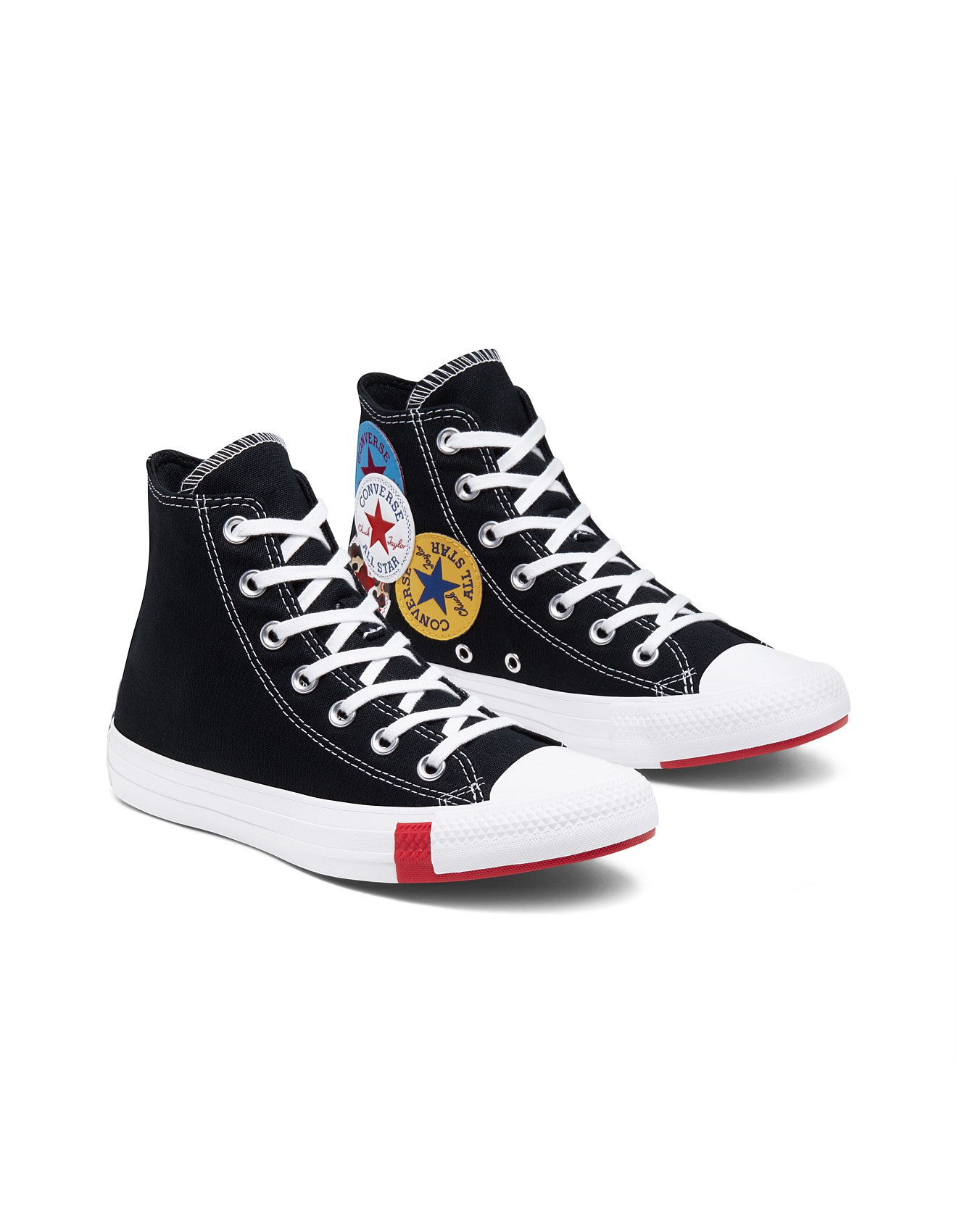 converse multi logo white