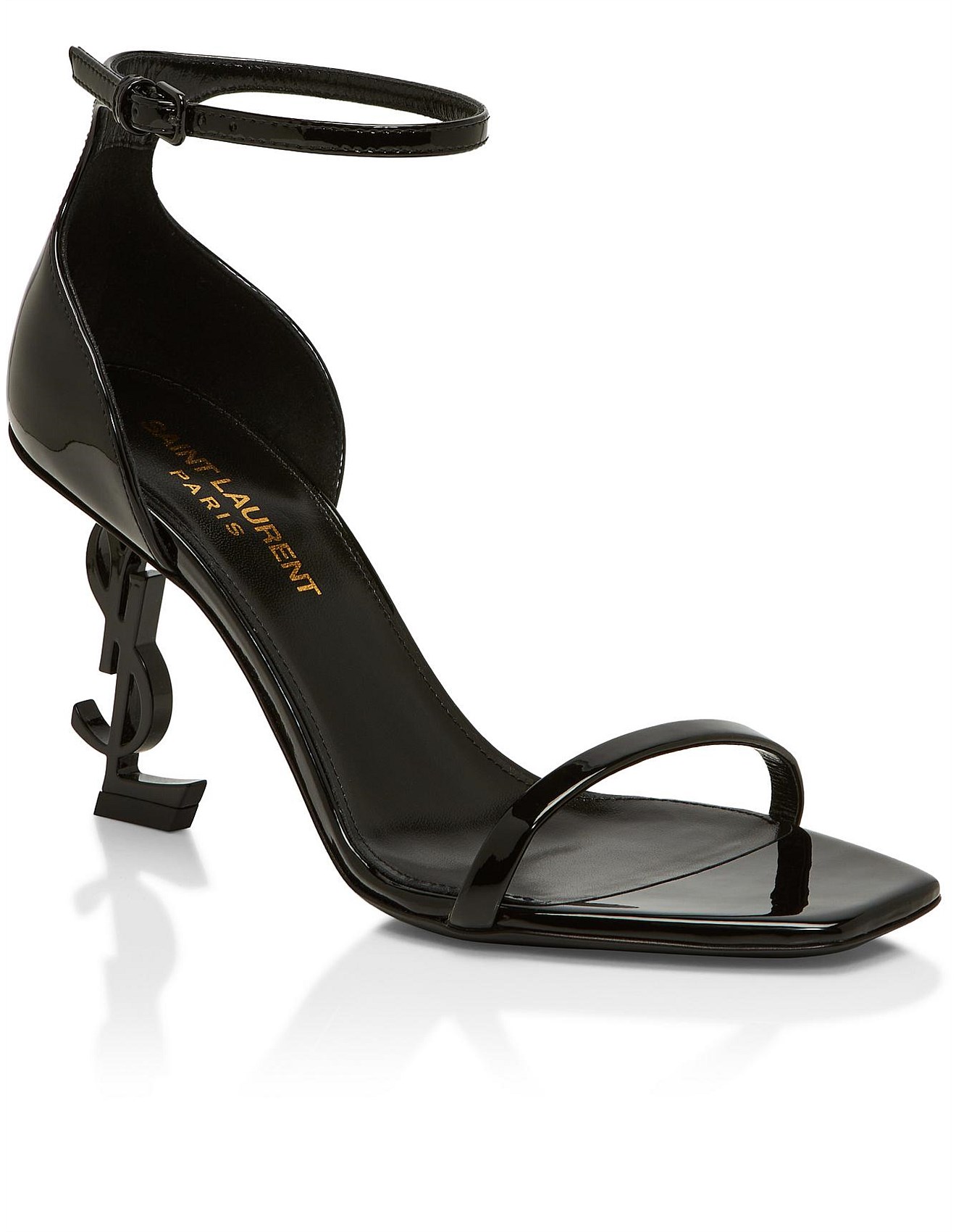 Saint Laurent Opyum Patent Leather Sandal With Black Heel 85