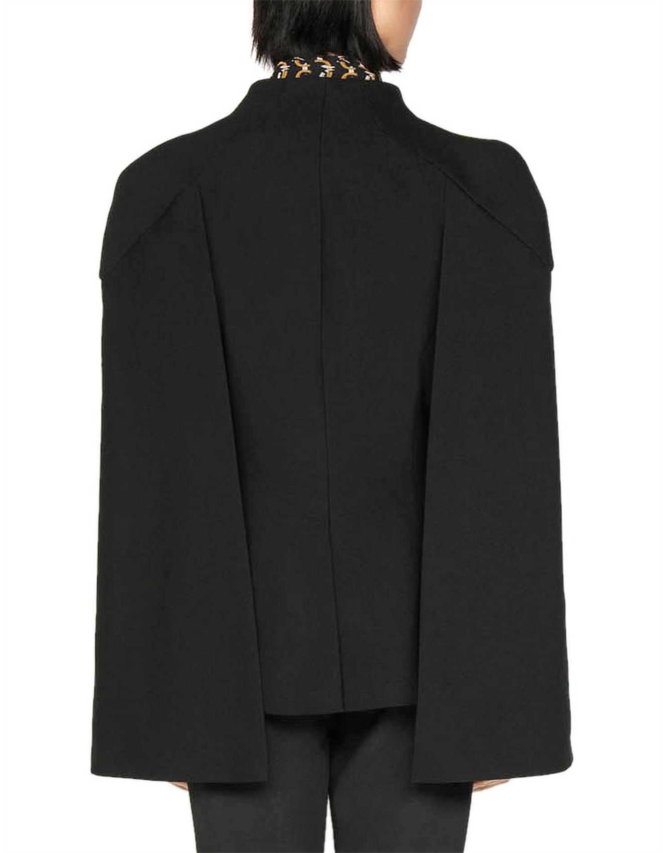 Wool Cue Cape Jacket Cue Tailored Wool Blend Cape Coat Black