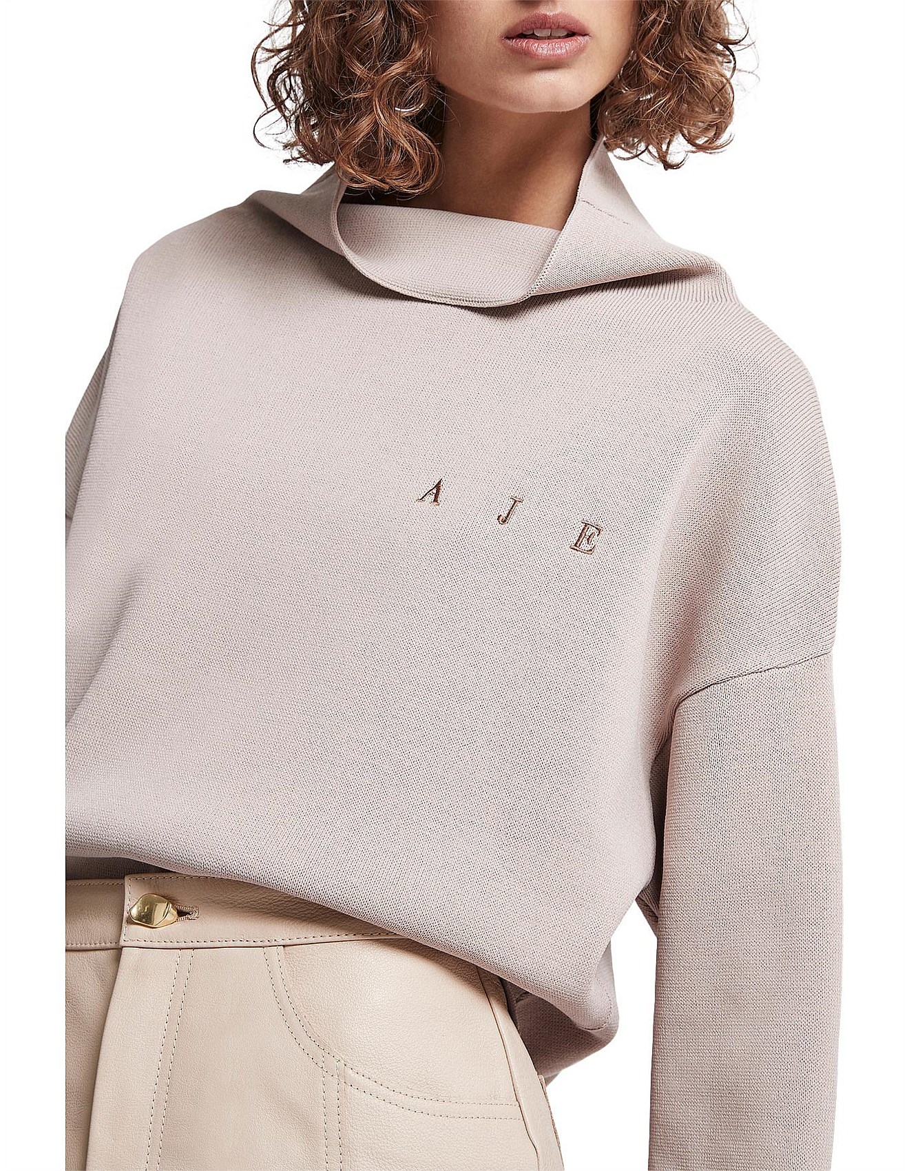 aje psychedelia turtleneck crepe logo crop