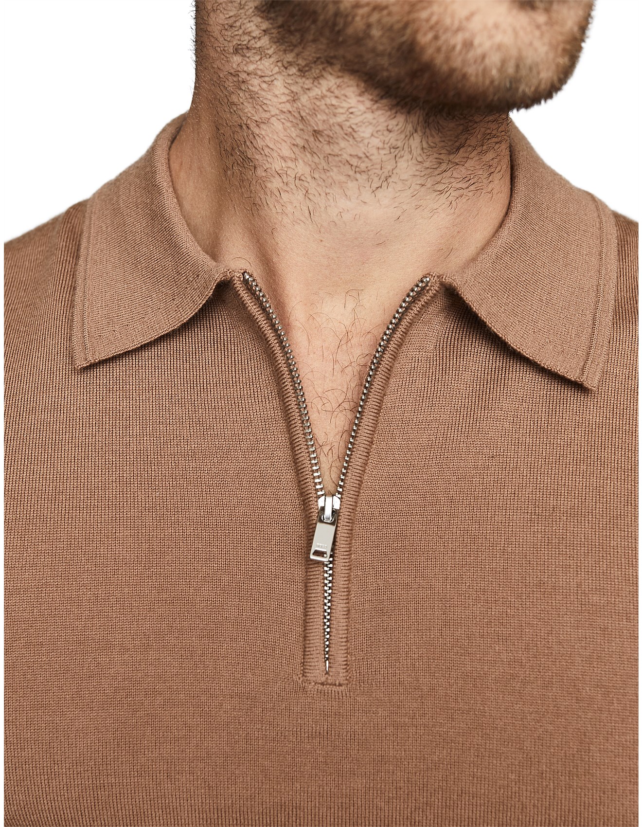 Reiss Maxwell Merino Wool Zip Neck Polo David Jones