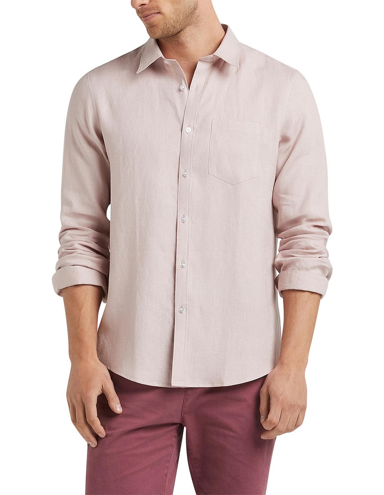 French Connection Linen Long Sleeve Classic Fit Shirt | David Jones