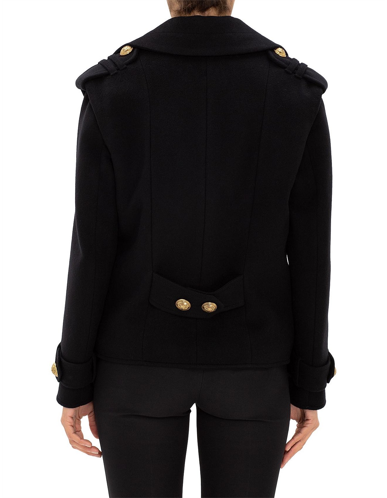 Balmain 4 Button Wool Caban Coat David Jones