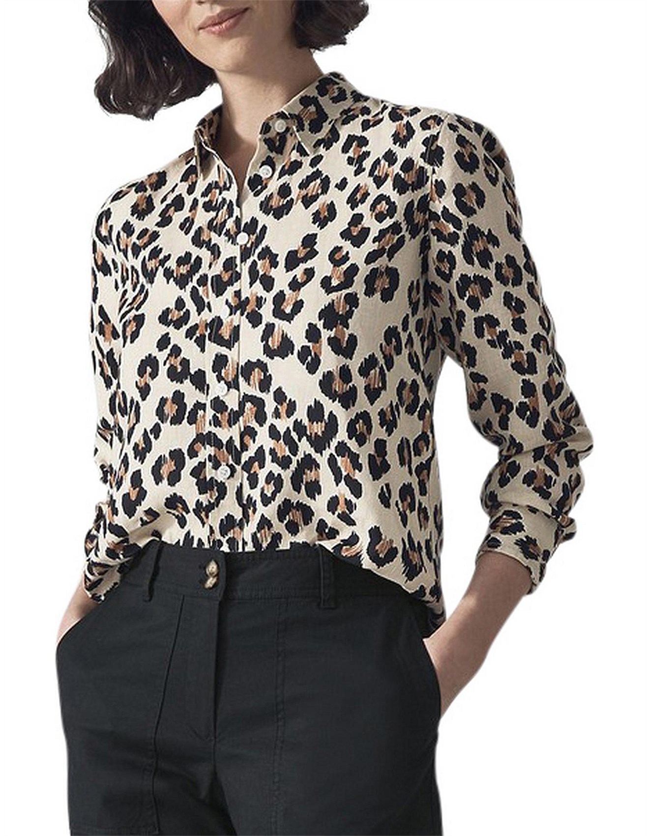 Trenery Linen Etched Leopard Shirt David Jones