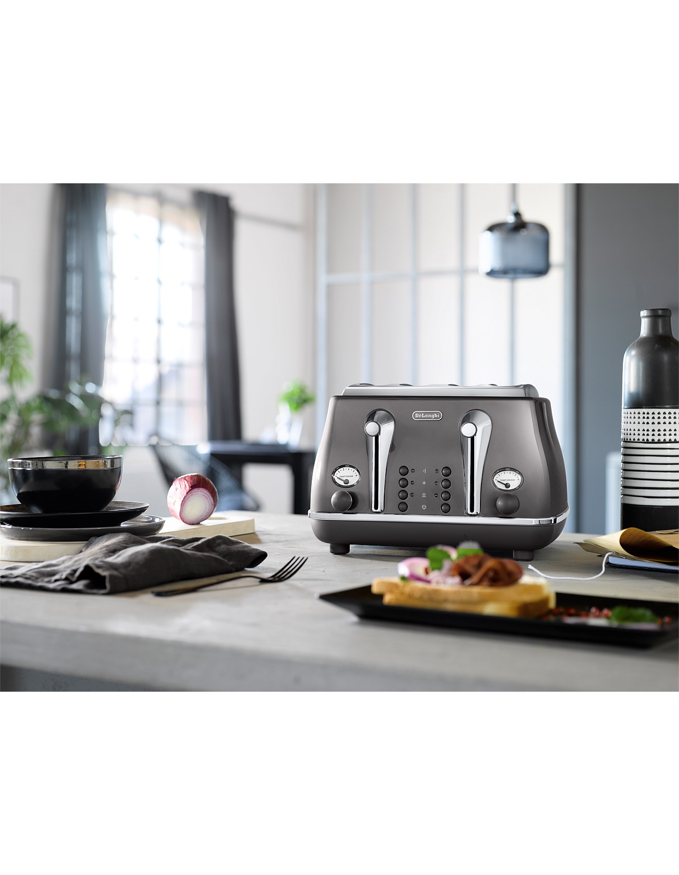 Bread Toaster Delonghi Icona Toaster Grey Delonghi Ctot4003gy