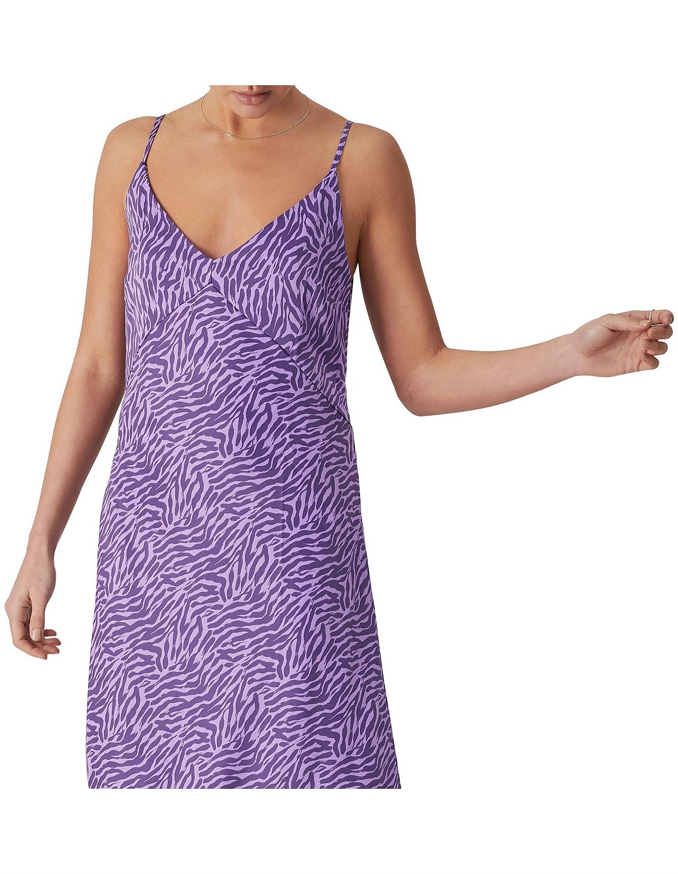 Ena Pelly Roza Purple Moonbeam V-neck Midi Slip Dress David Jones