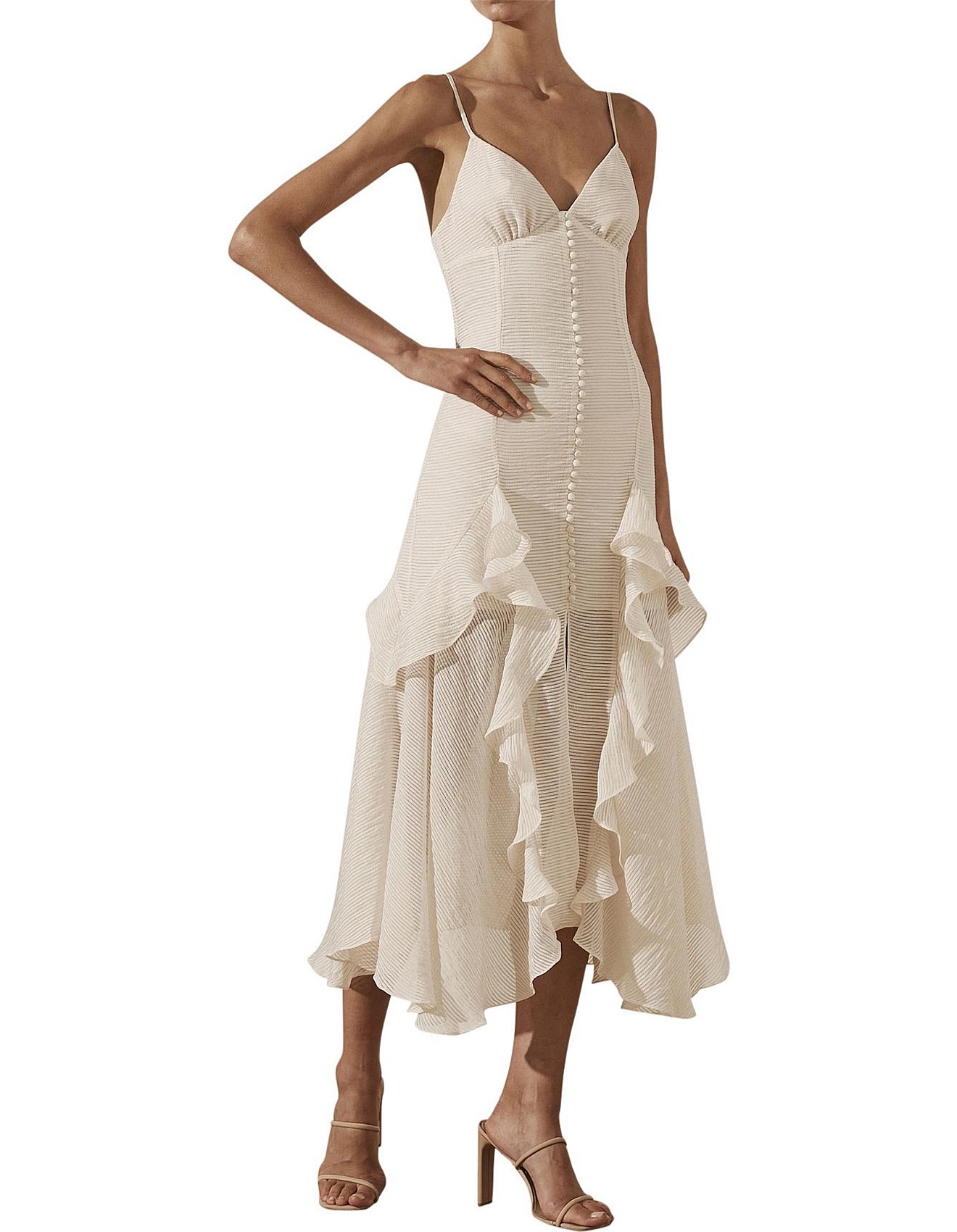 Shona joy ruffle midi dress Clearance