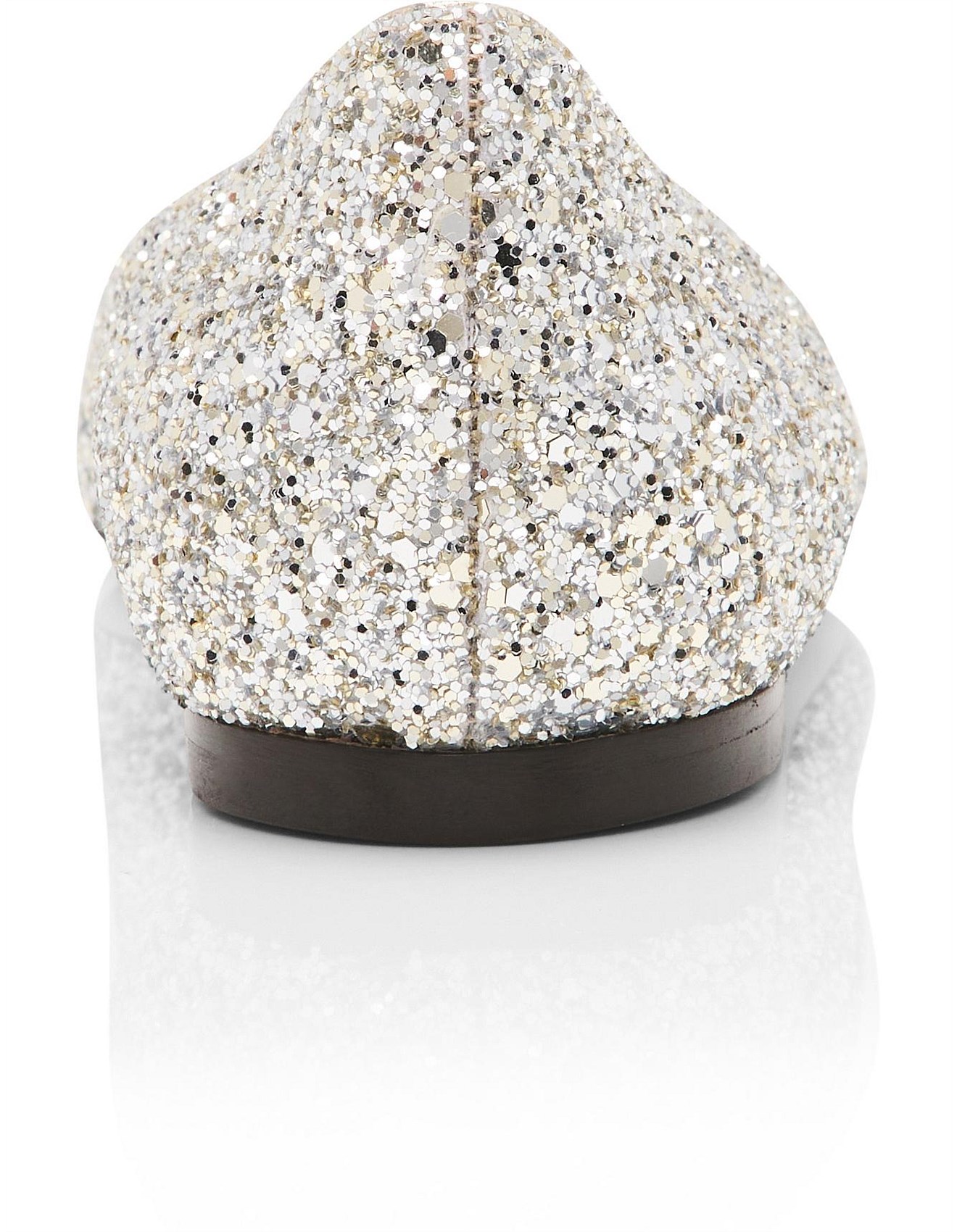 Jimmy Choo Romy Champagne Coarse Glitter Fabric Pointed Flats