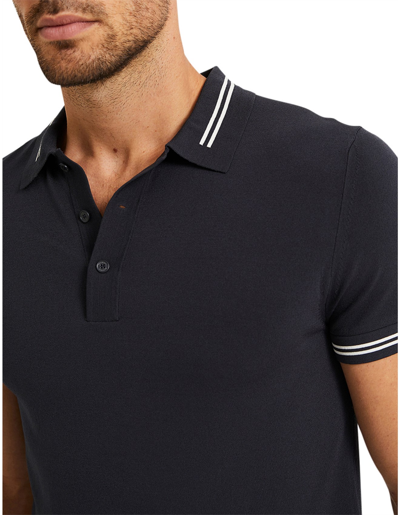 Calibre Ss Stripe Trim Tech Knit Polo David Jones