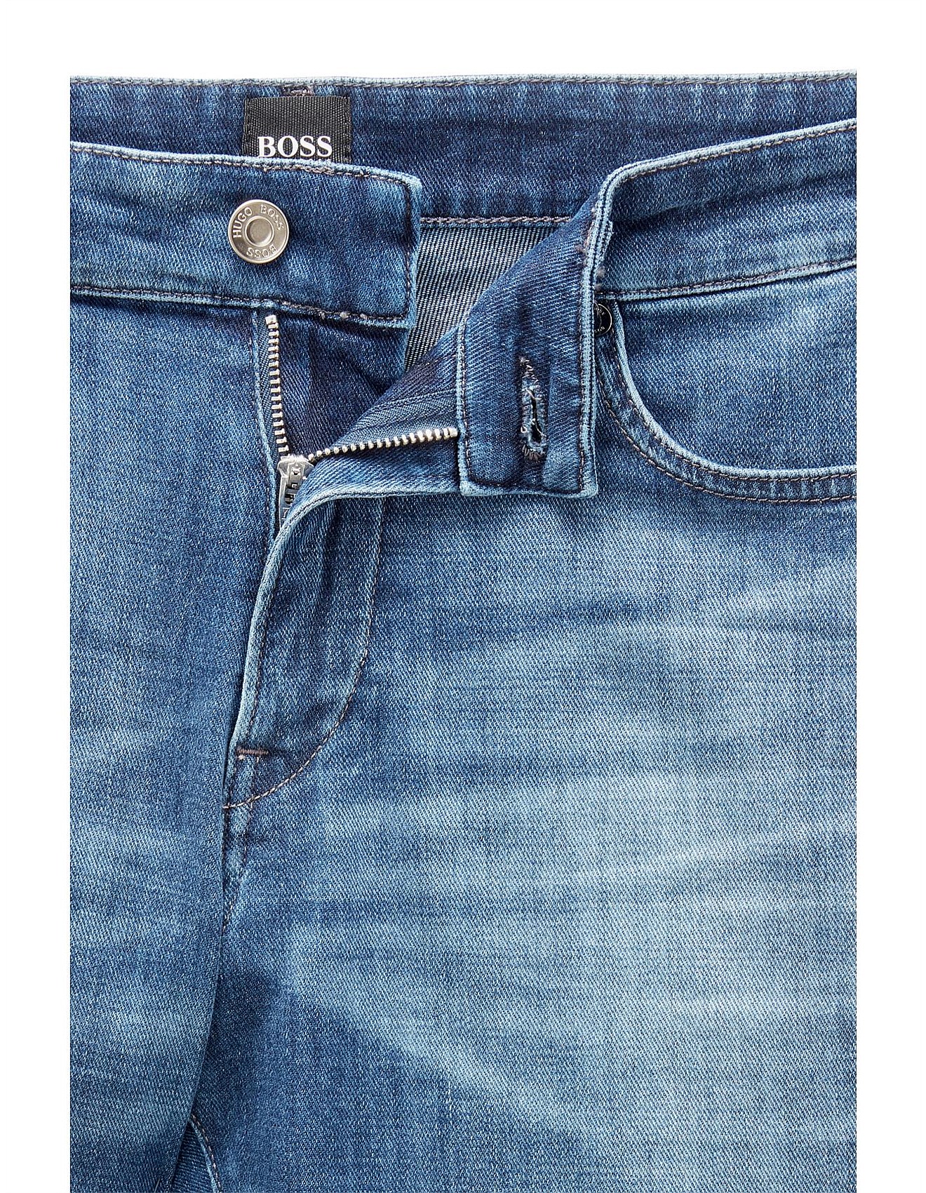 Hugo Boss Blue Slim-fit Jeans In Cashmere-touch Italian Denim