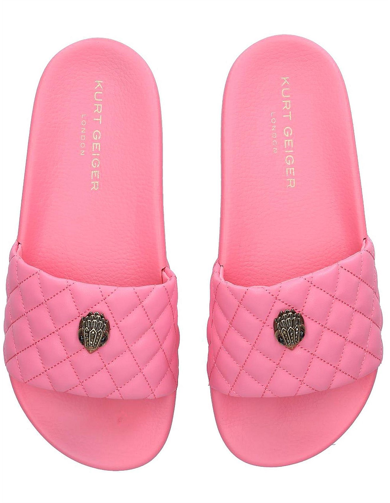 Women's Slides | David Jones - Meena Eagle Pink Quilted Slides