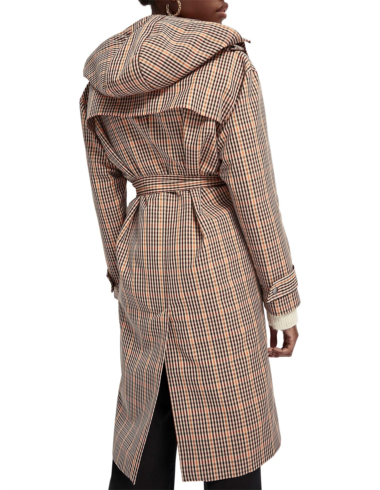 Scotch & Soda Checked Trench Coat David Jones