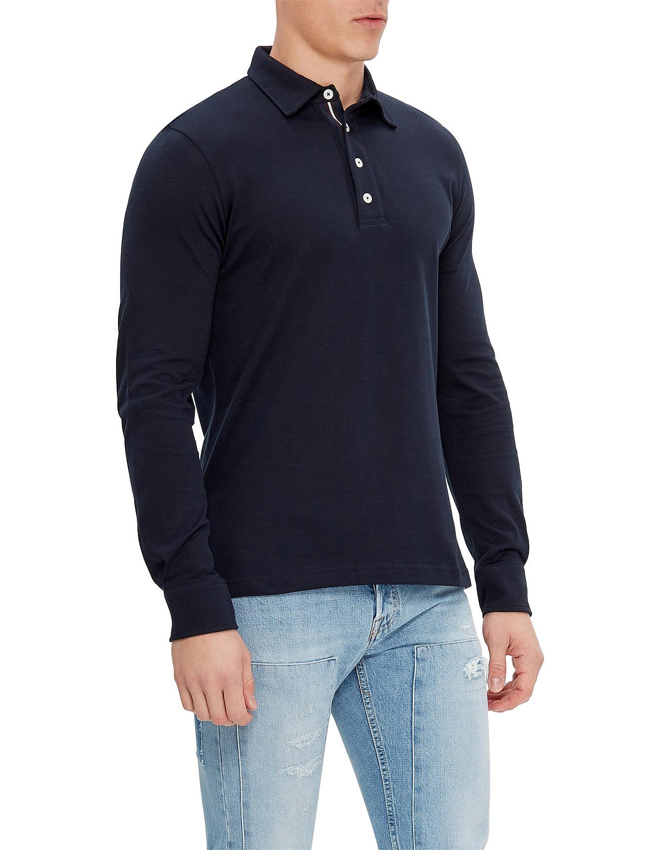 Eleventy Long Sleeve Polo David Jones
