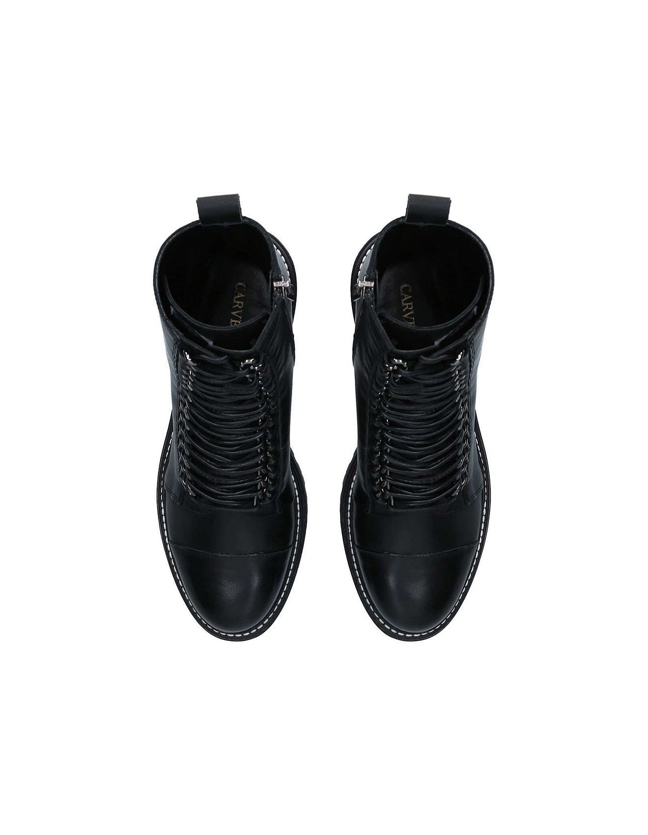 Carvela Kurt Geiger Sultry Chain Black Leather Lace Up Boots - Main Image