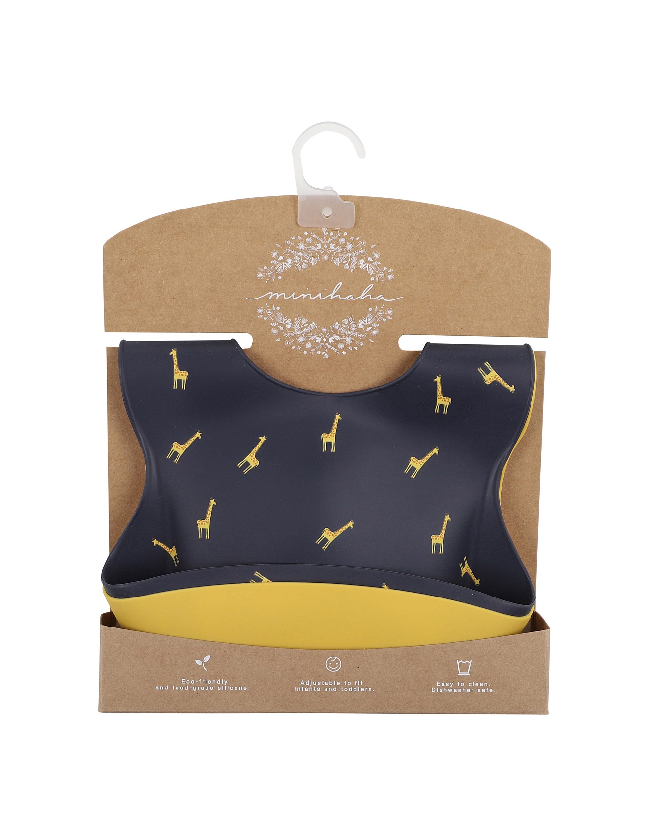 Minihaha Giraffe Mustard 2 Pack Silcone Bibs David Jones