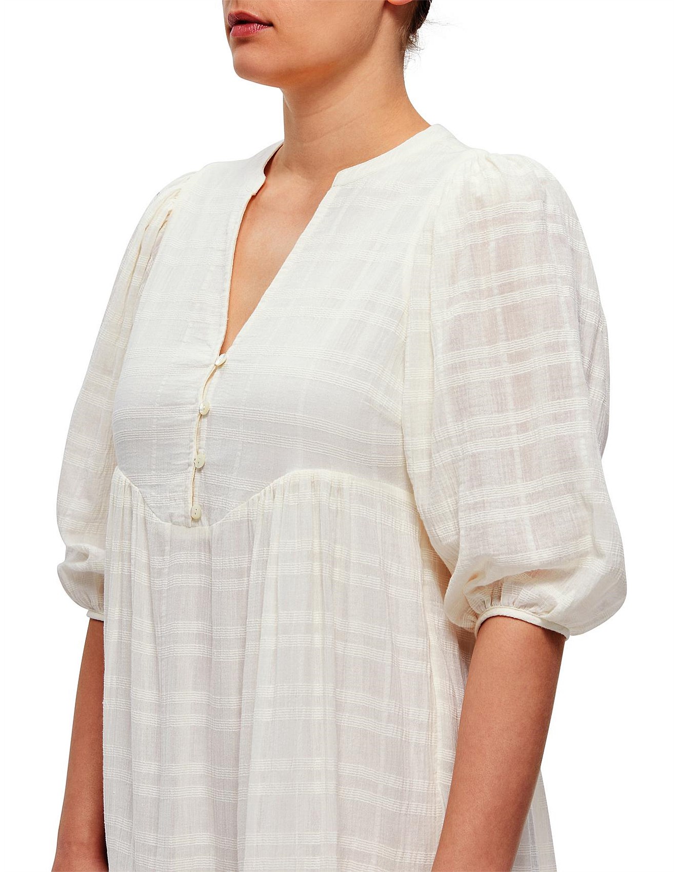 David Jones Long Sleeve Button Down Midi Dress David Jones