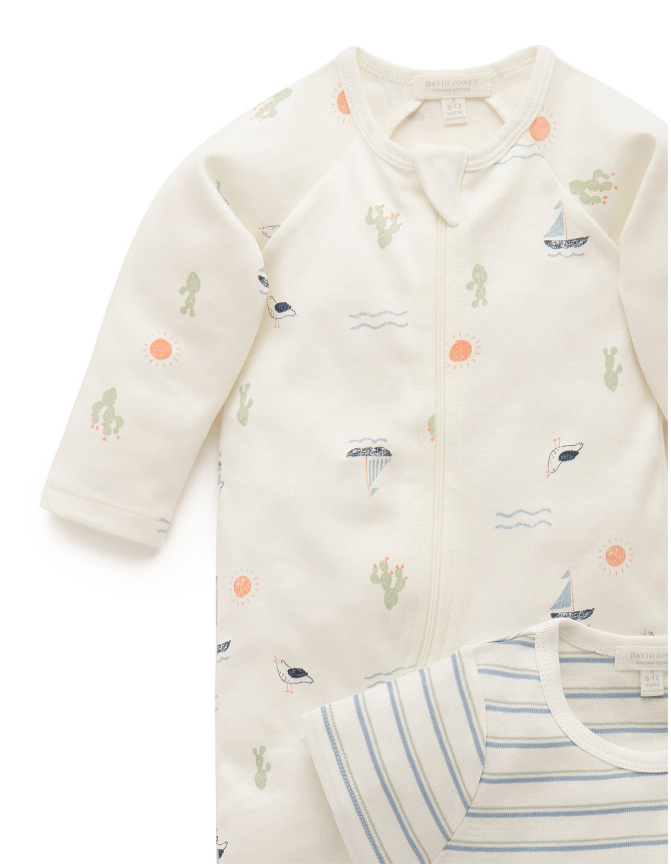David Jones Organic Cotton 2 Pack Snap Growsuit David Jones