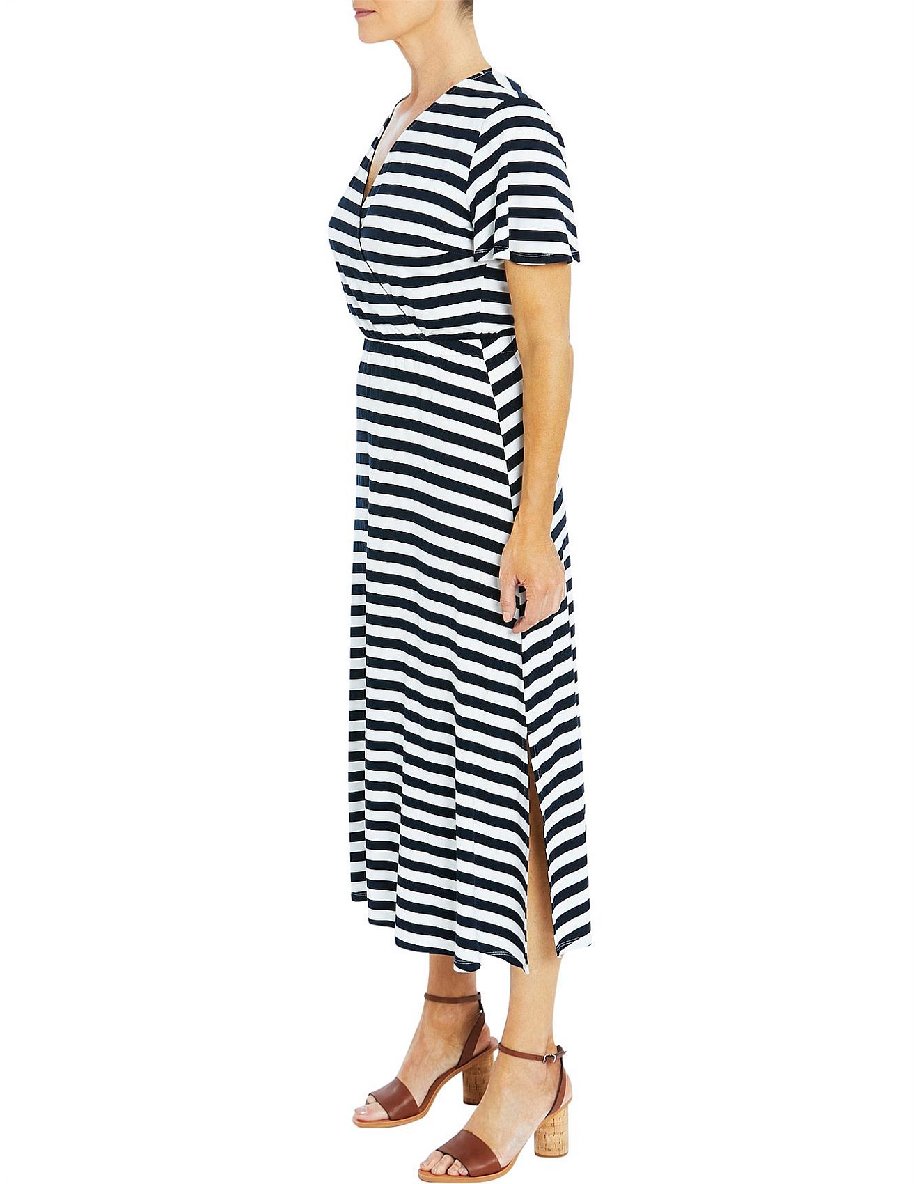 David Jones Short Sleeve Jersey Wrap Midi Dress David Jones