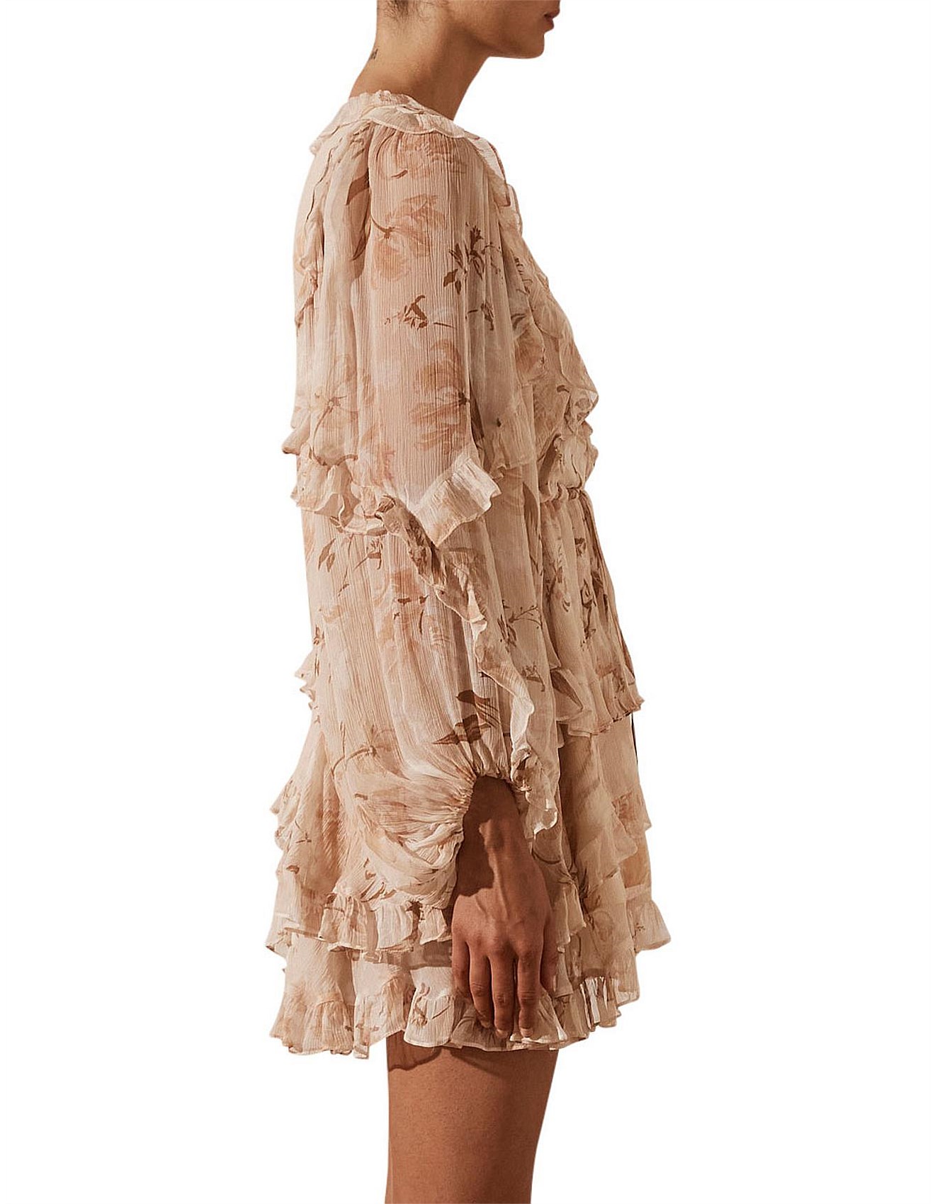 Nina Balloon Sleeve Frill Mini Dress