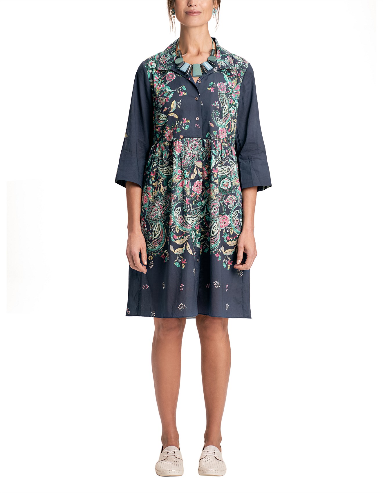 Blue Illusion Cotton Shirt Dress David Jones
