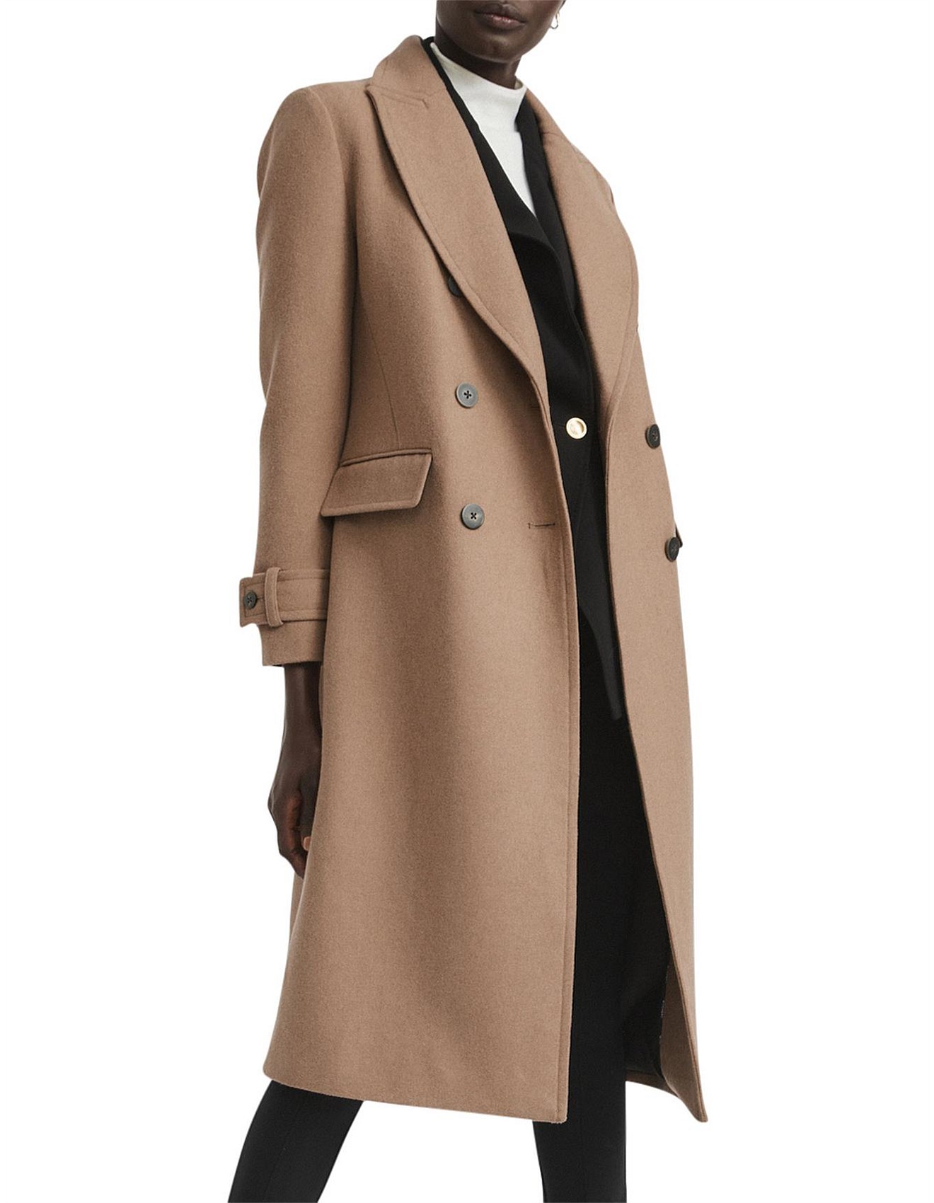 Witchery Wool Blend Longline Double Breasted Coat | David Jones
