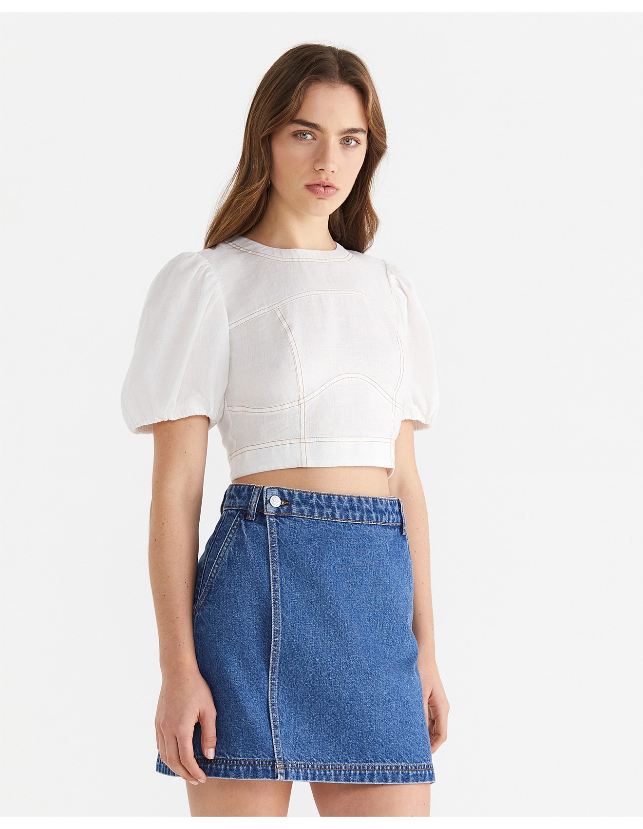 Jag Linen Puff Sleeve Top David Jones