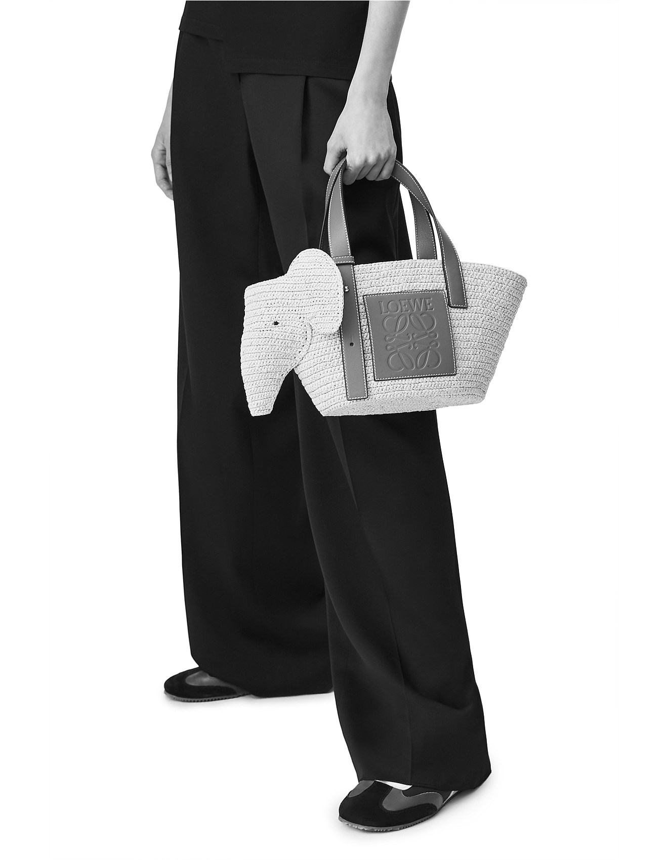 Loewe Elephant Basket Small Bag In Raffia/calf | David Jones